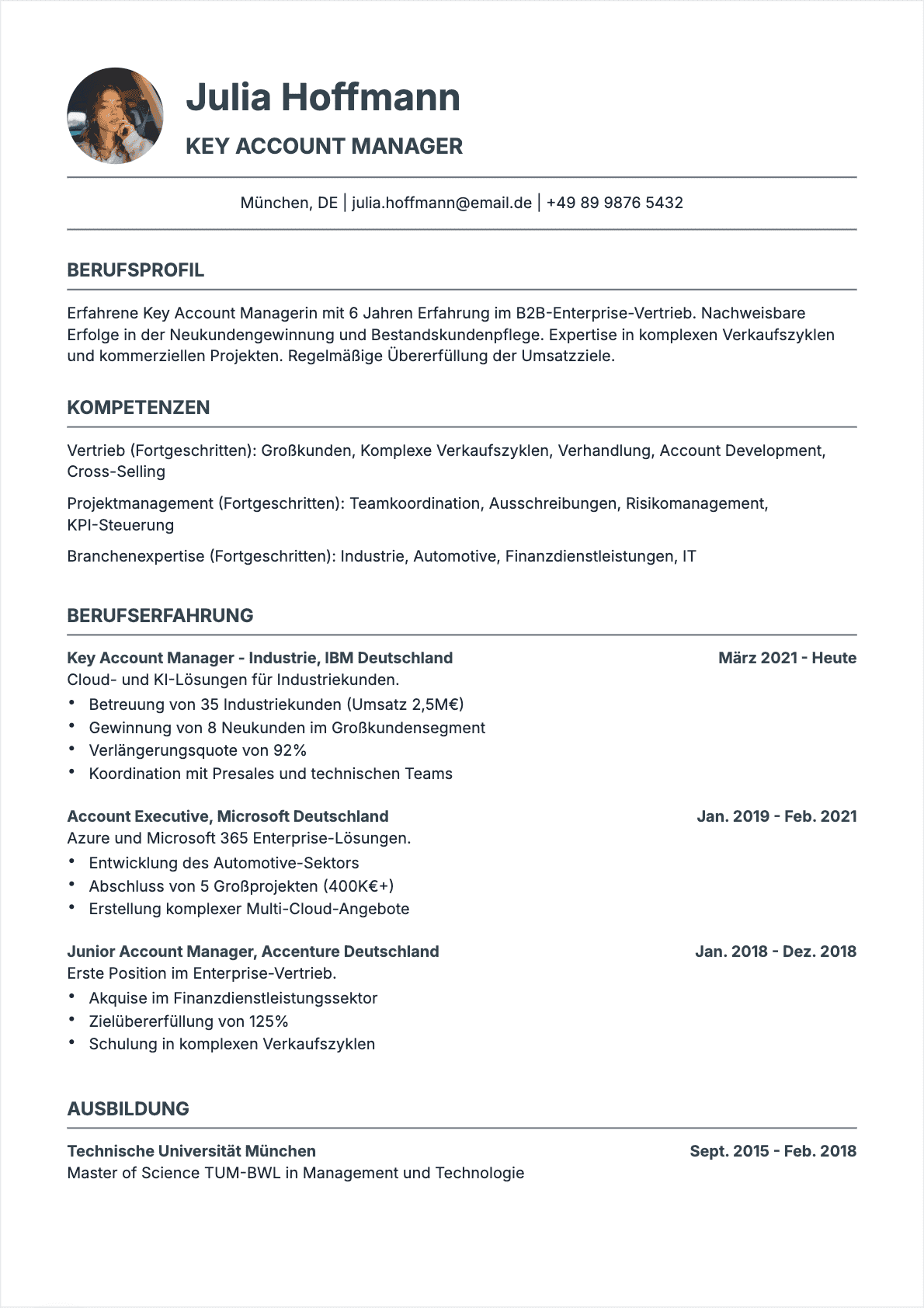 Business Developer Lebenslauf-Beispiel