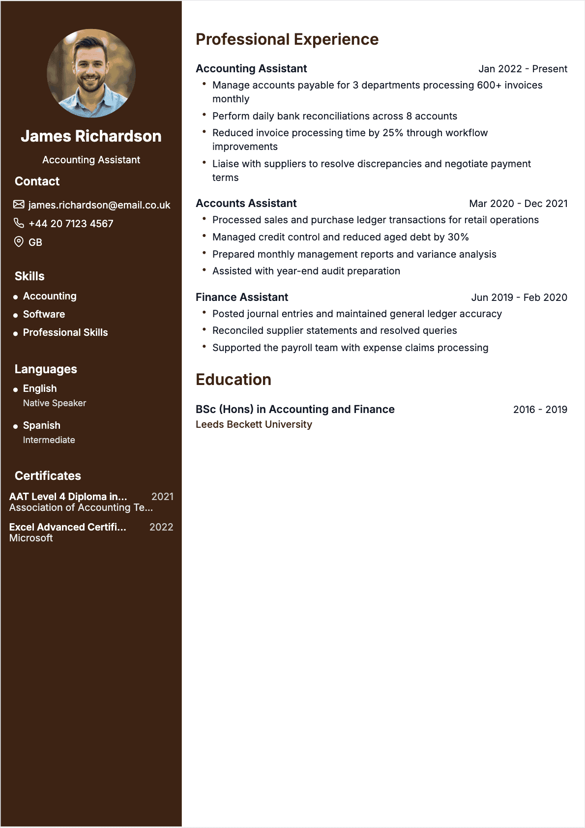 Accounting Assistant resume example