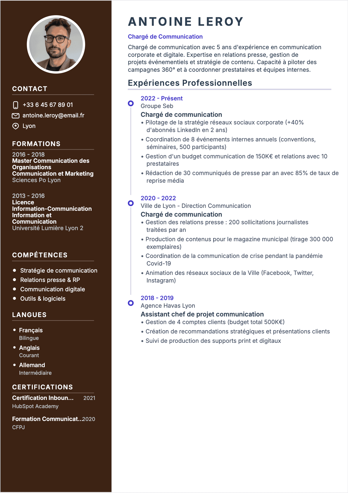 Exemple de CV Chargé de communication