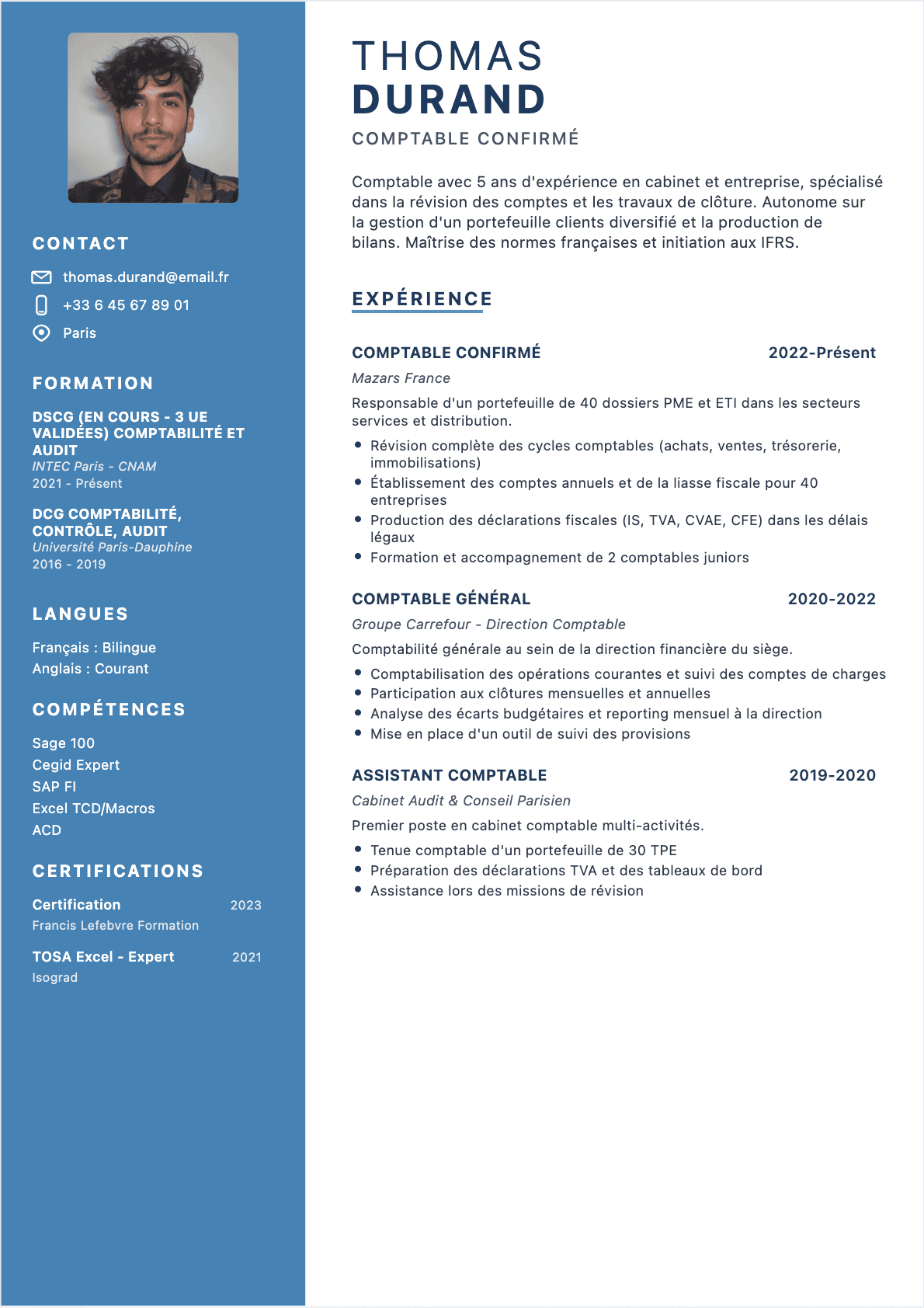 Exemple de CV Comptable professionnel - Modèle moderne optimisé pour les ATS et recruteurs | CVtoWork