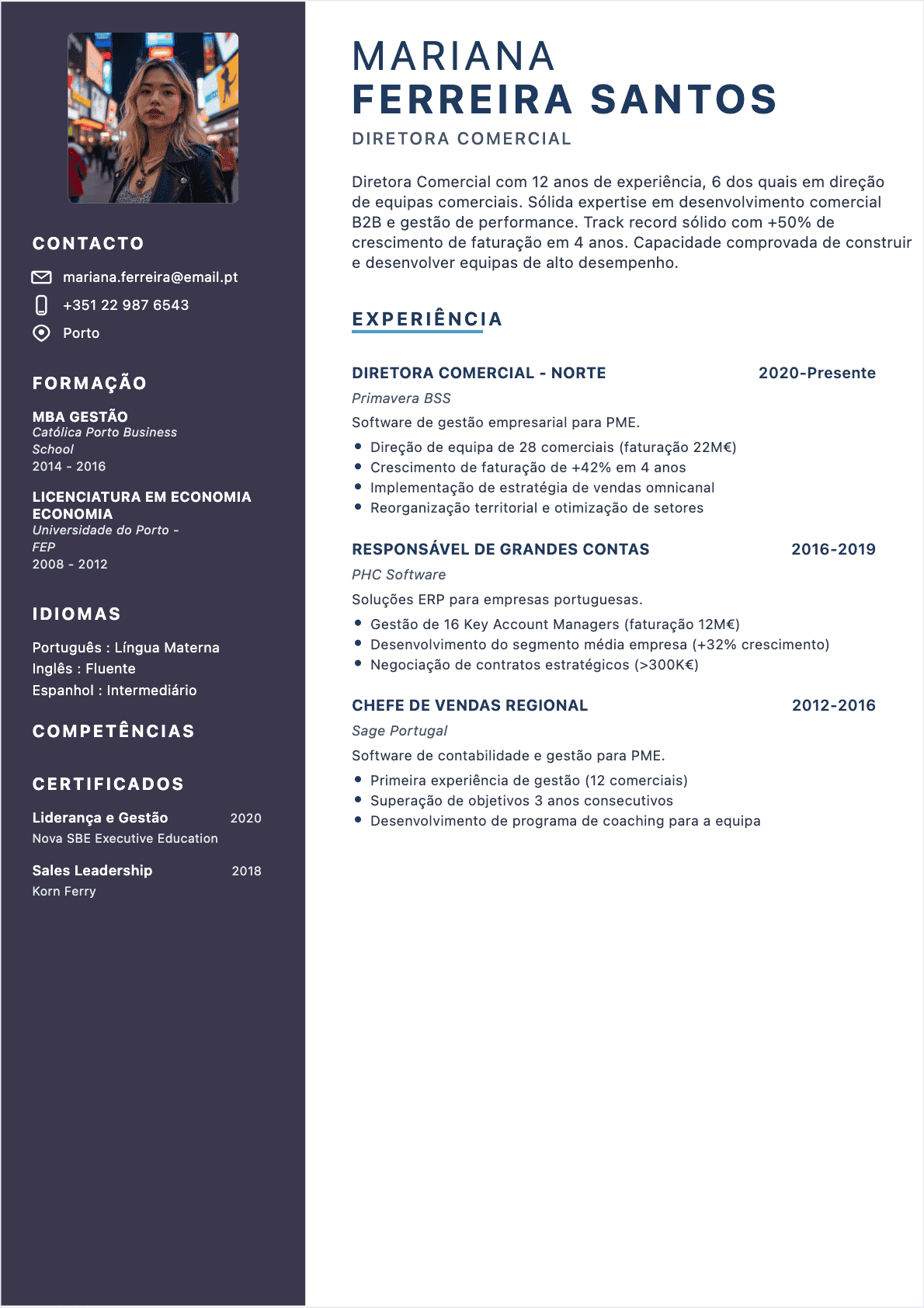 Exemplo de CV Diretor Comercial