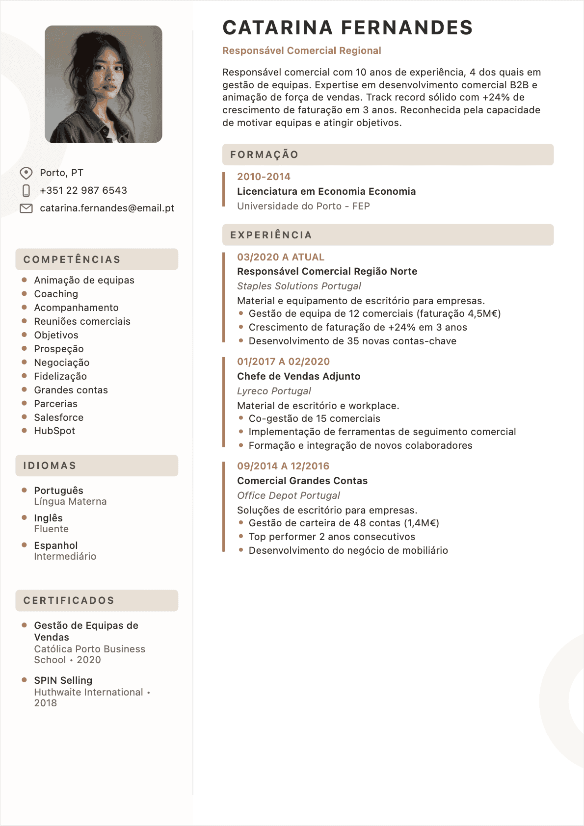 Exemplo de CV Gerente de Vendas