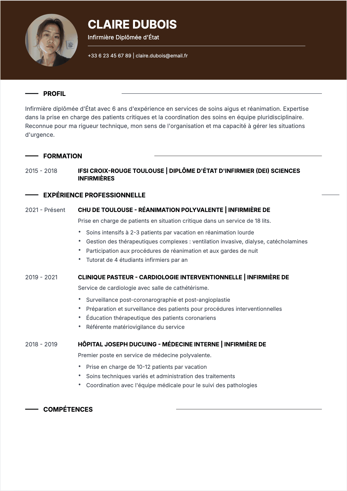 Exemple de CV Infirmier