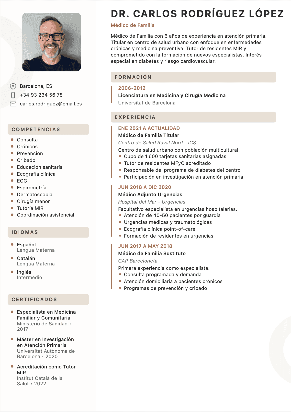 Ejemplo de CV Médico