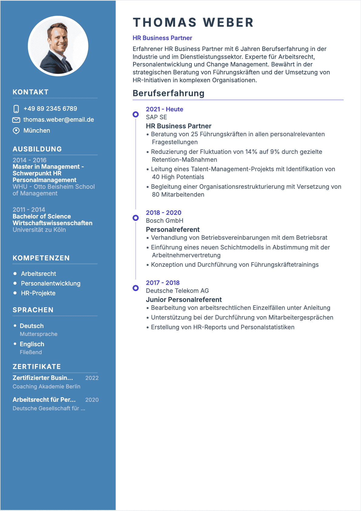 Personalleiter Lebenslauf-Beispiel