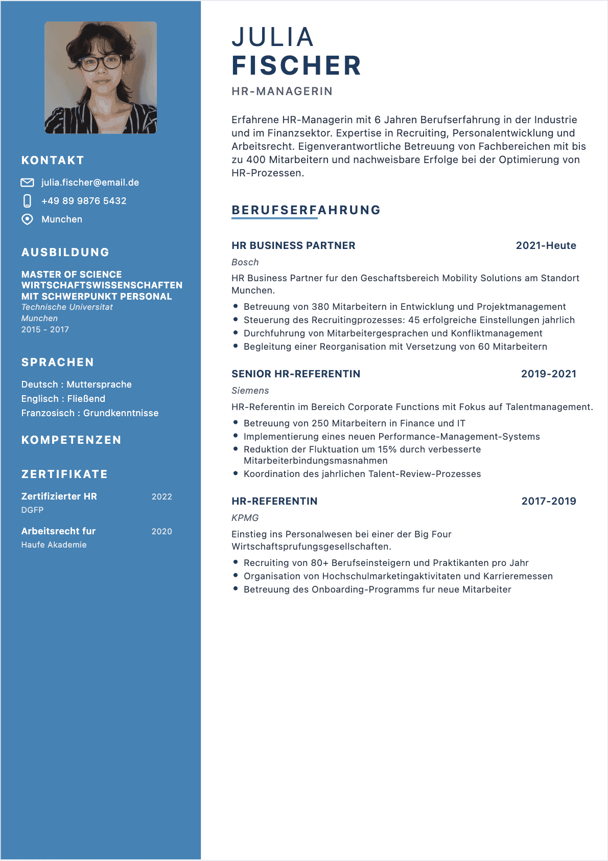 Hr Manager Lebenslauf-Beispiel