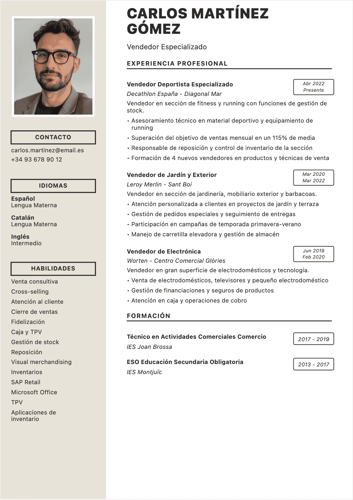 Ejemplo de CV Vendedor