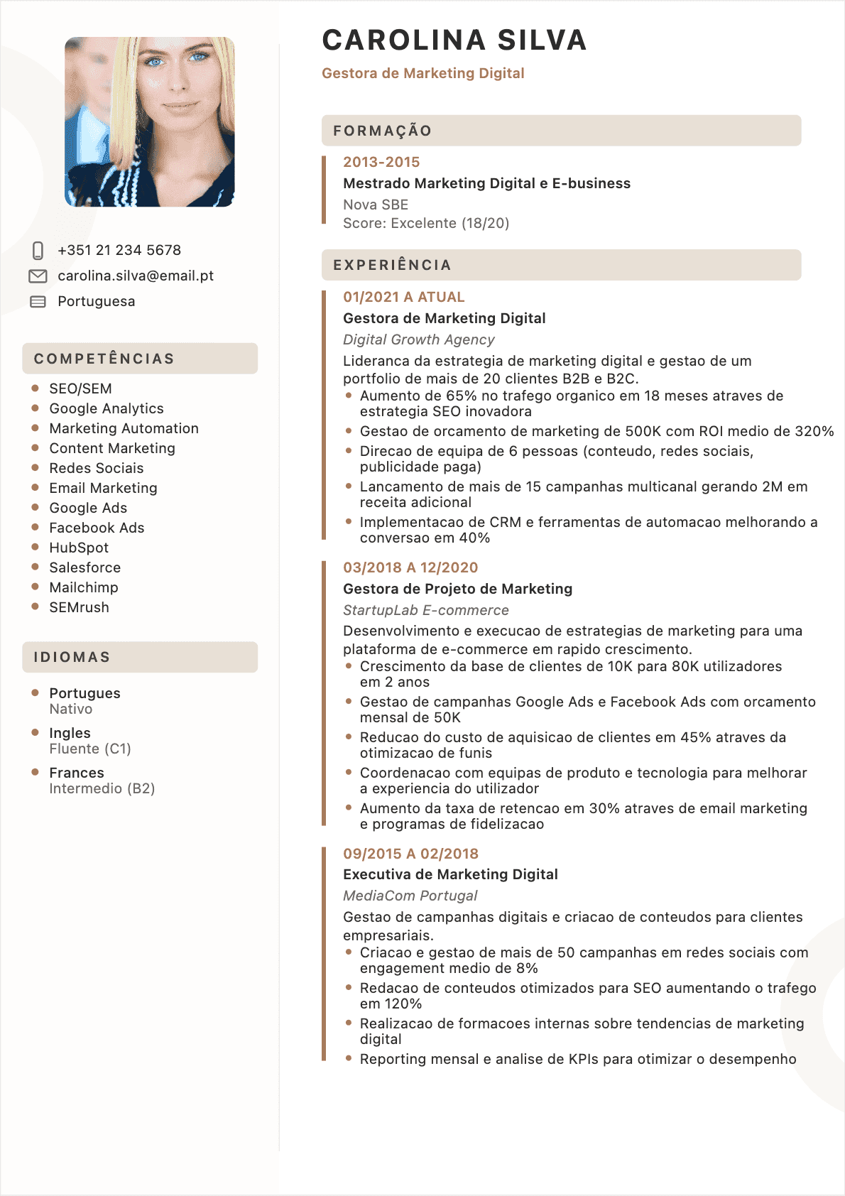 CV template Focus