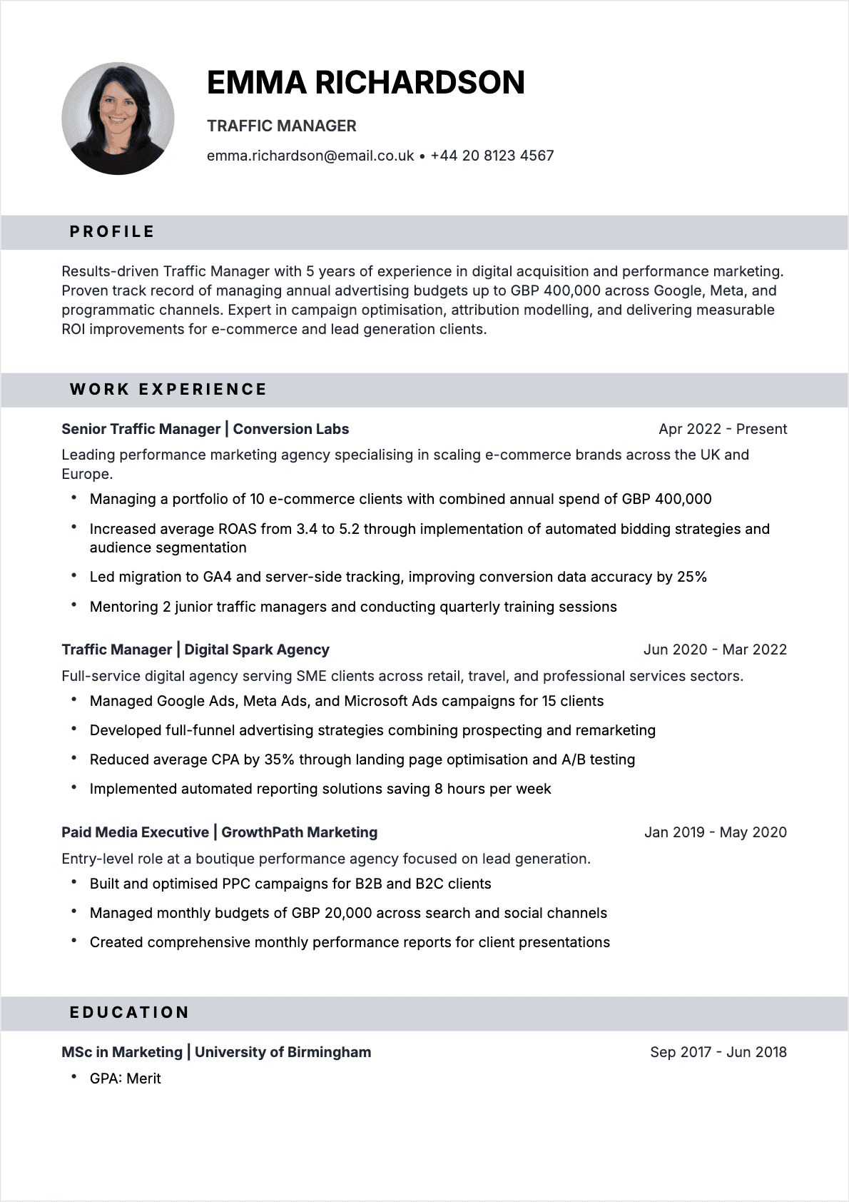 CV Traffic Manager Intermediate