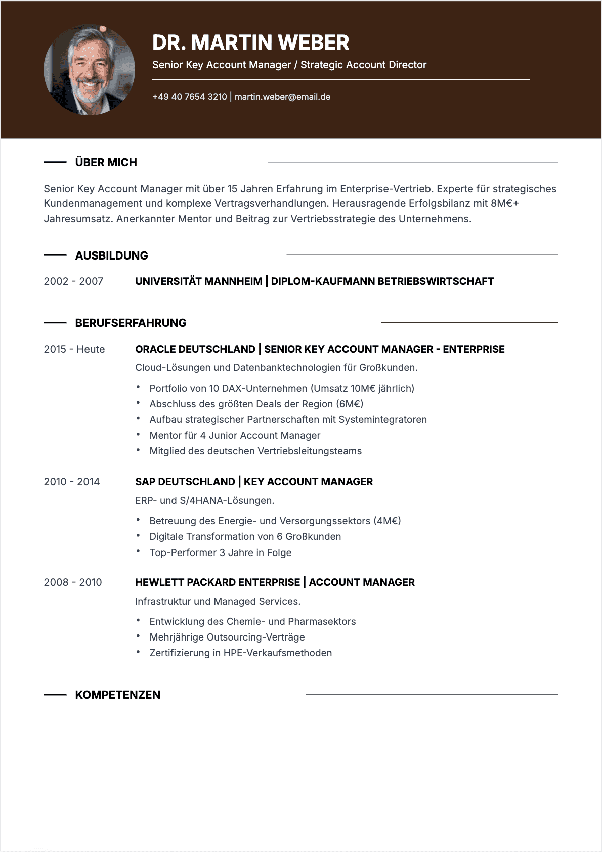 CV Business Developer Senior - Business Developer Lebenslauf