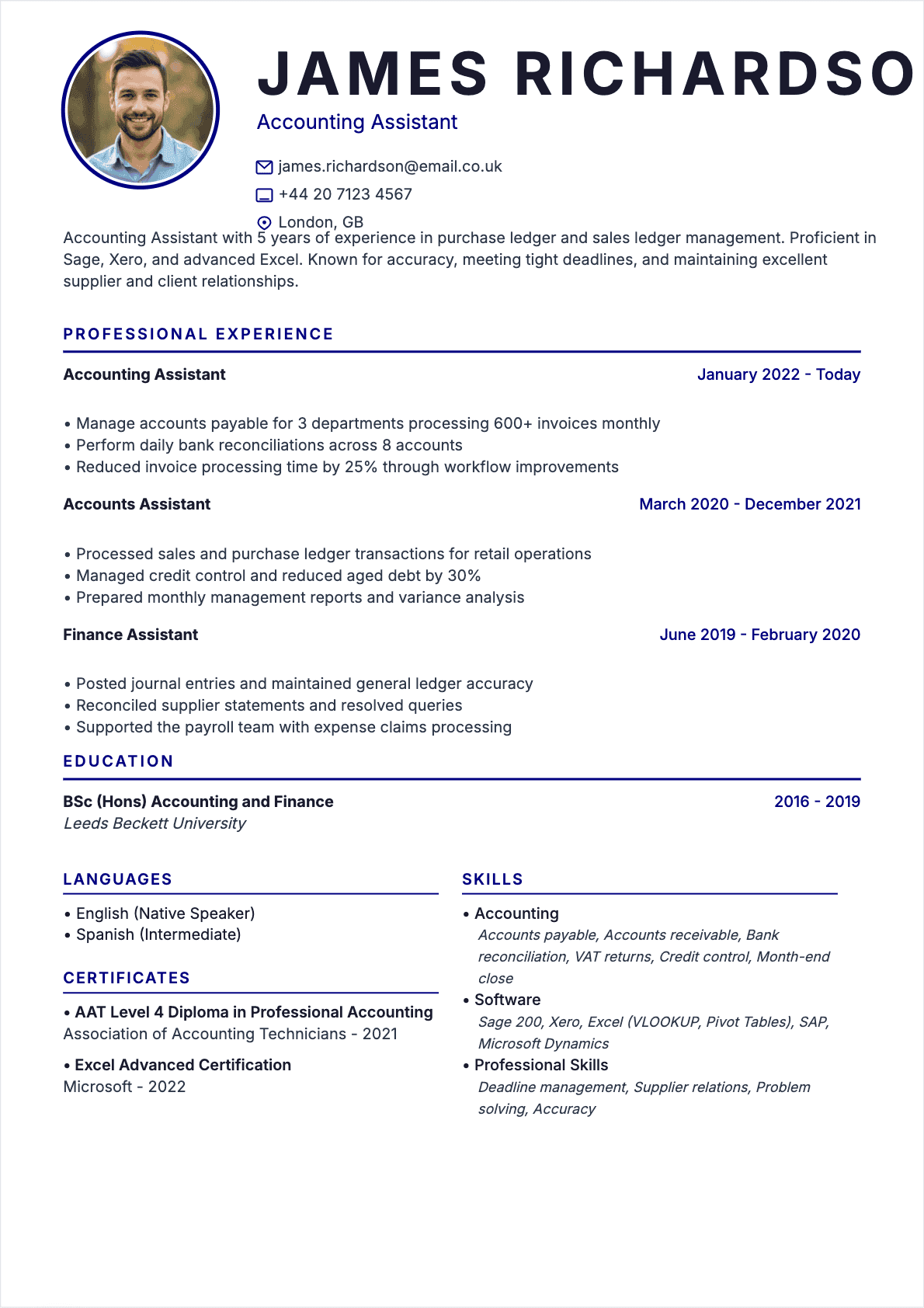 Resume Accounting Assistant Confirmé - Accounting Assistant Resume