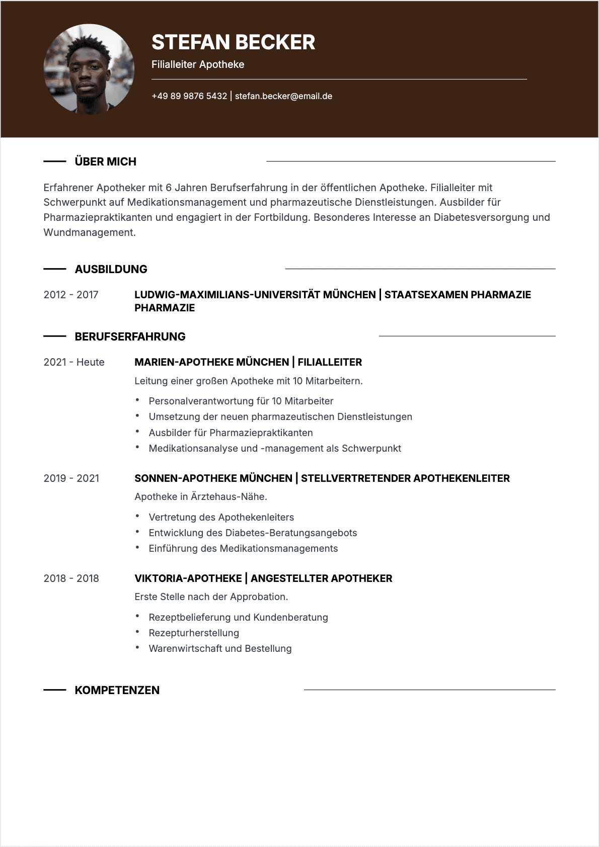 CV Apotheker Confirmé - Apotheker Lebenslauf