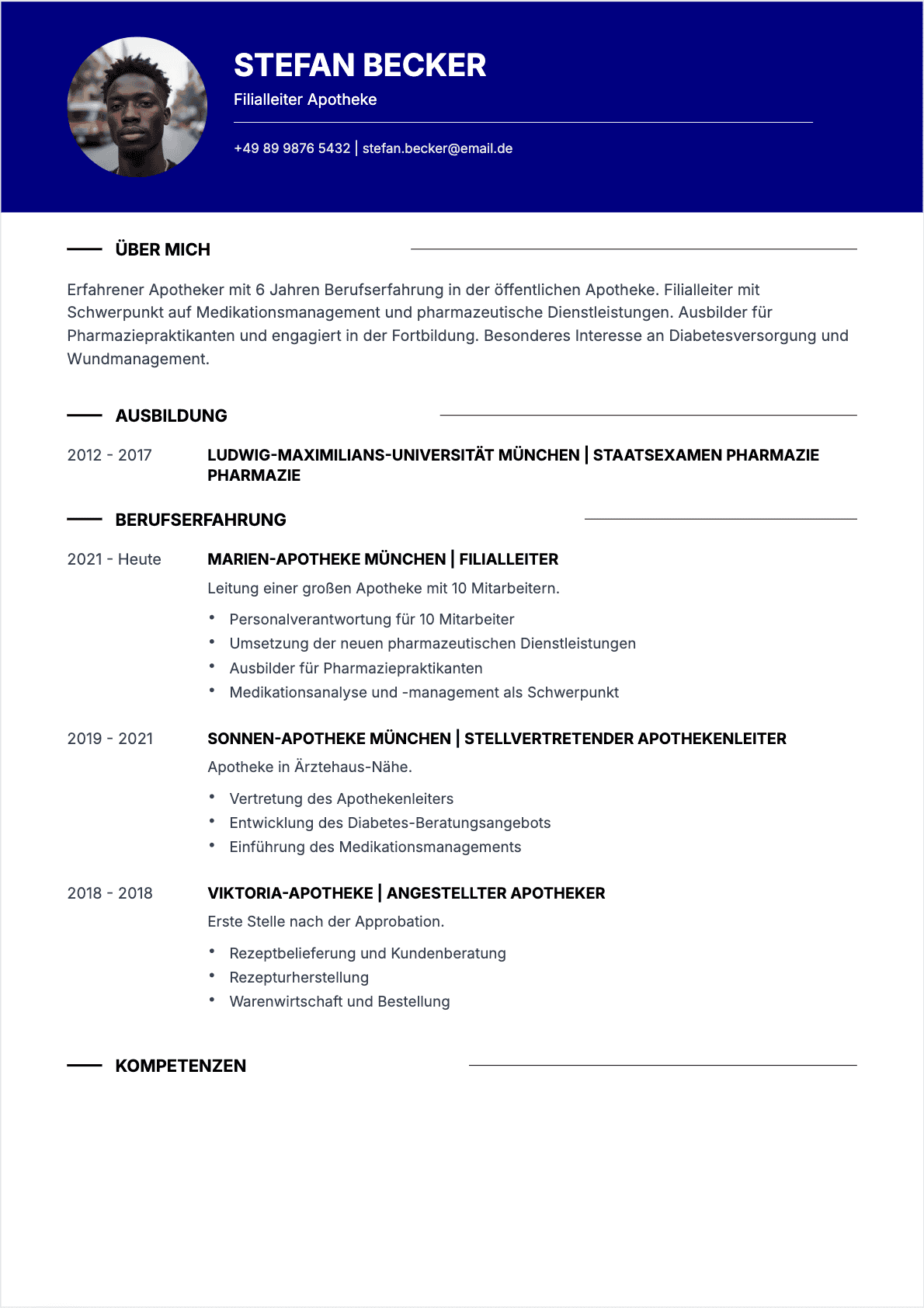 CV Apotheker Confirmé - Apotheker Lebenslauf