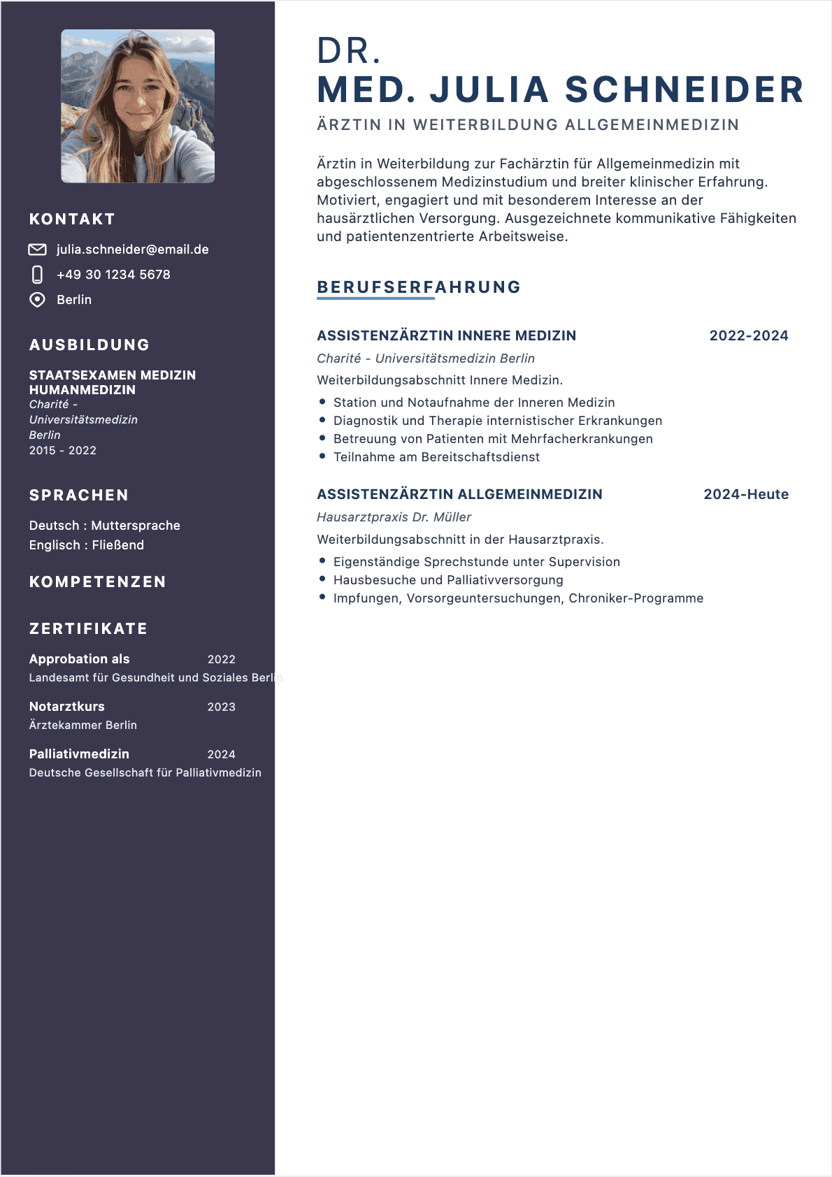 CV Arzt Junior - Arzt Lebenslauf