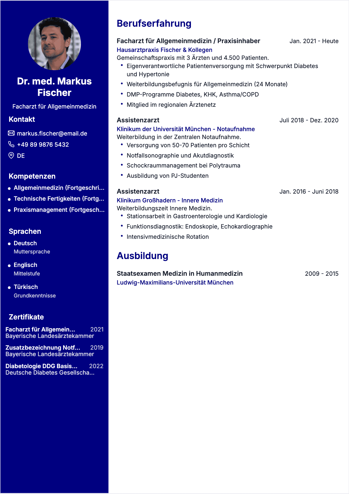 Arzt Confirmé - Arzt Lebenslauf