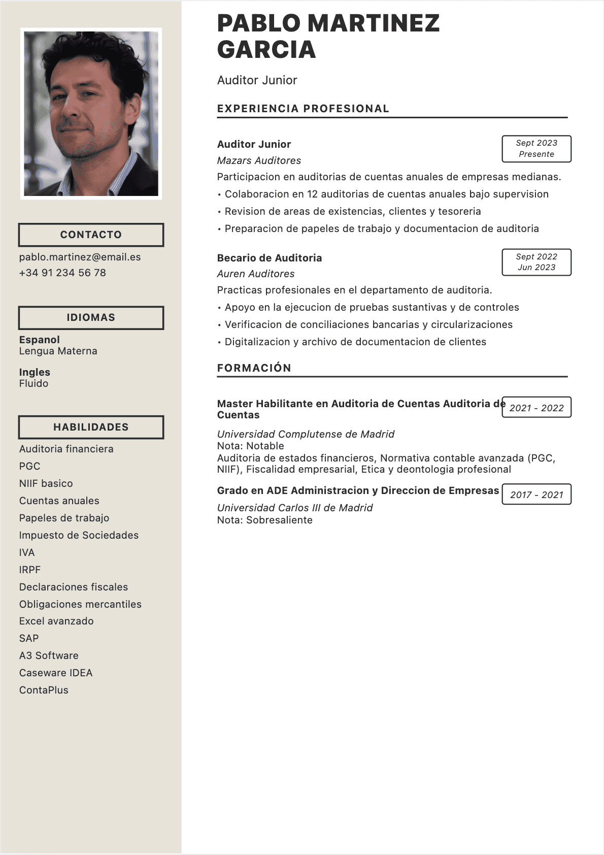 CV Chartered Accountant Junior - CV Chartered Accountant