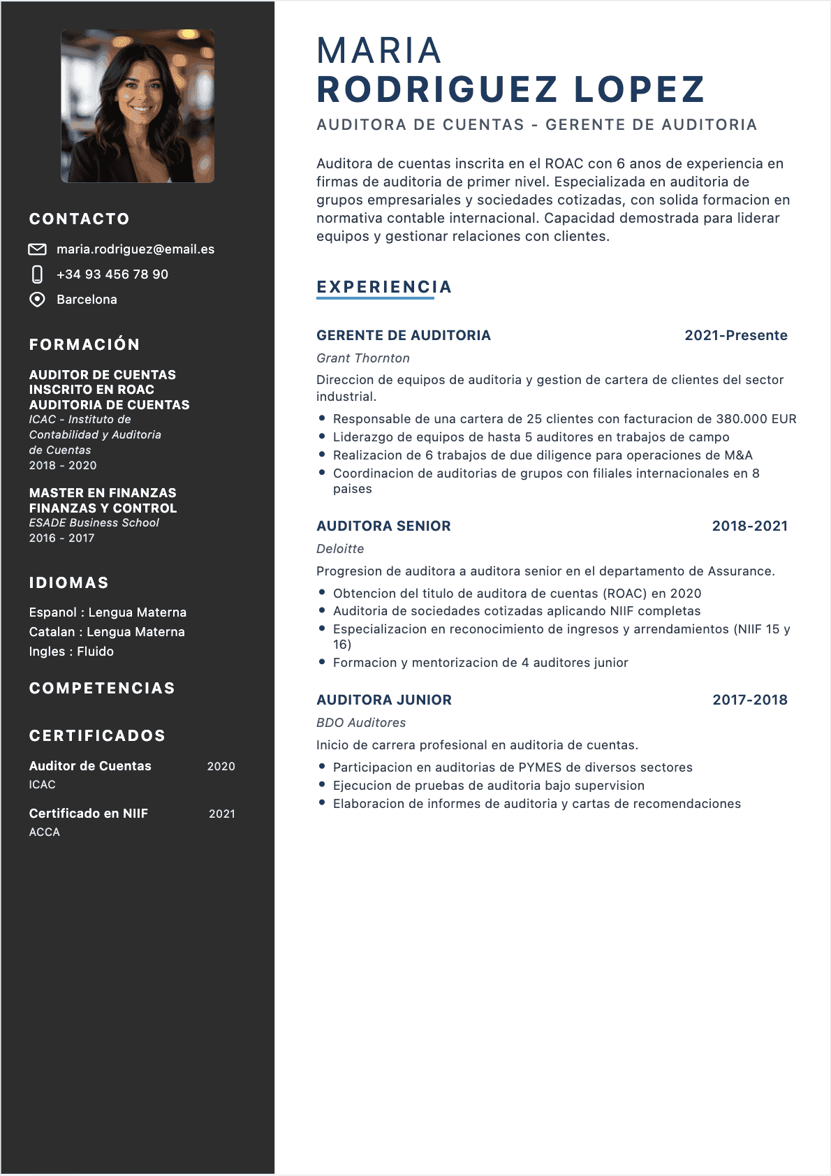 Chartered Accountant Confirmé - CV Chartered Accountant