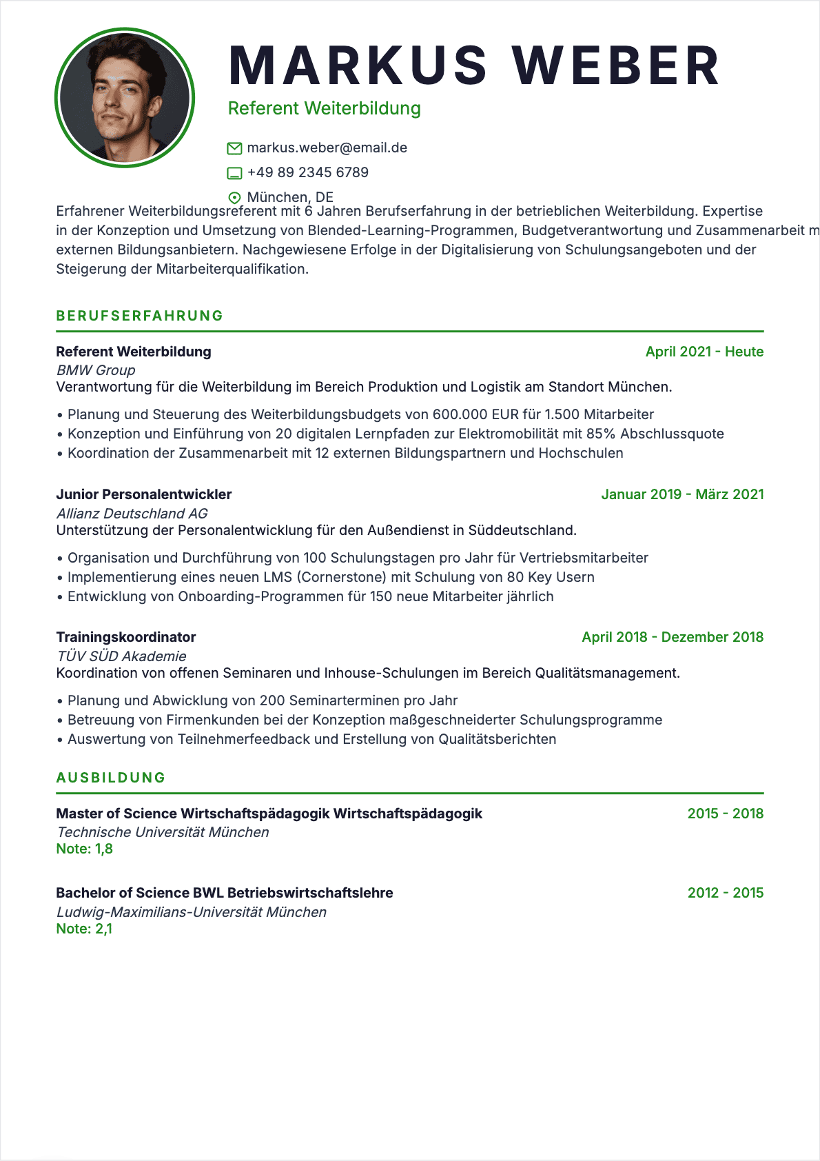 CV Ausbildungskoordinator Confirmé - Ausbildungskoordinator Lebenslauf