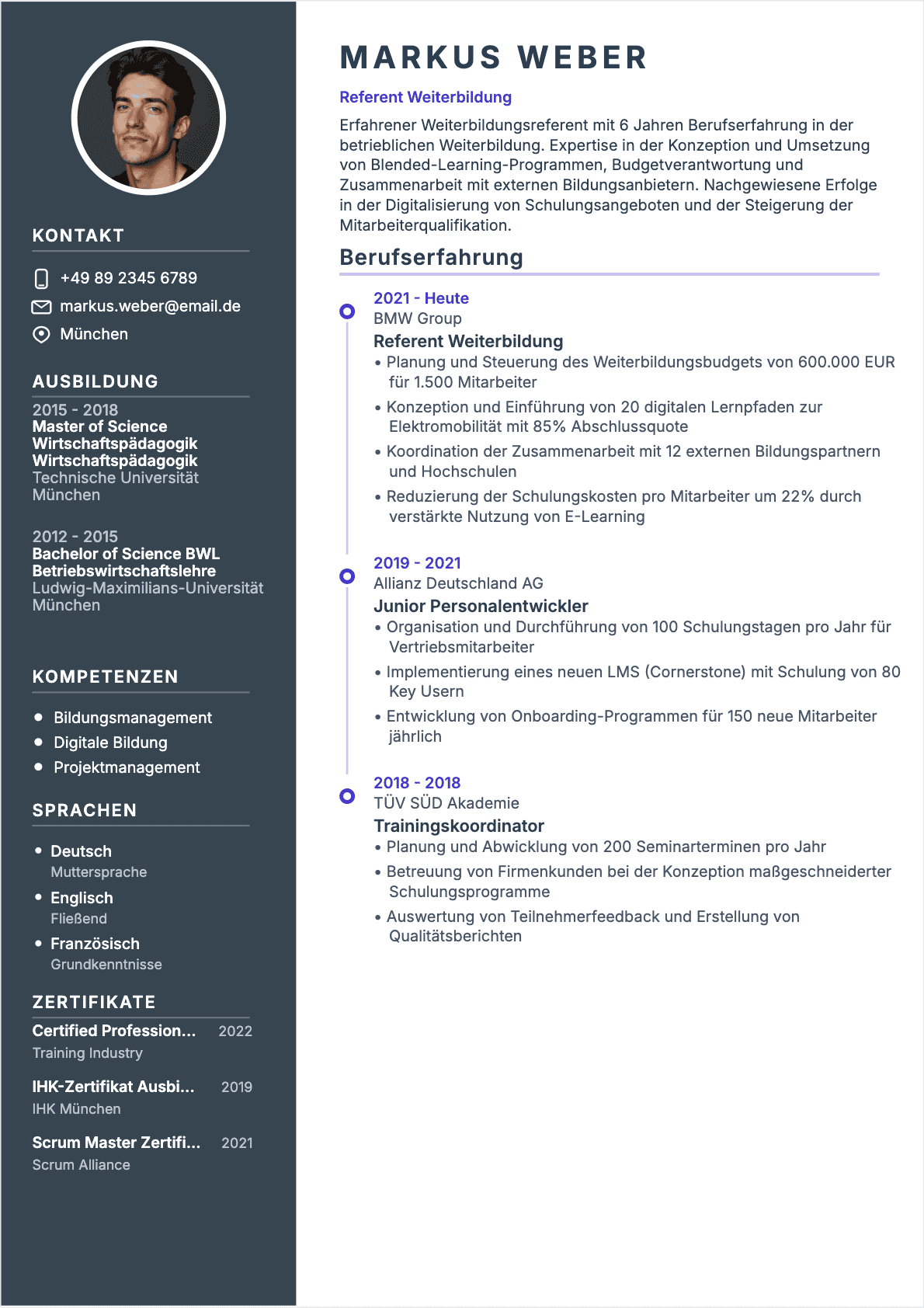 Ausbildungskoordinator Confirmé - Ausbildungskoordinator Lebenslauf