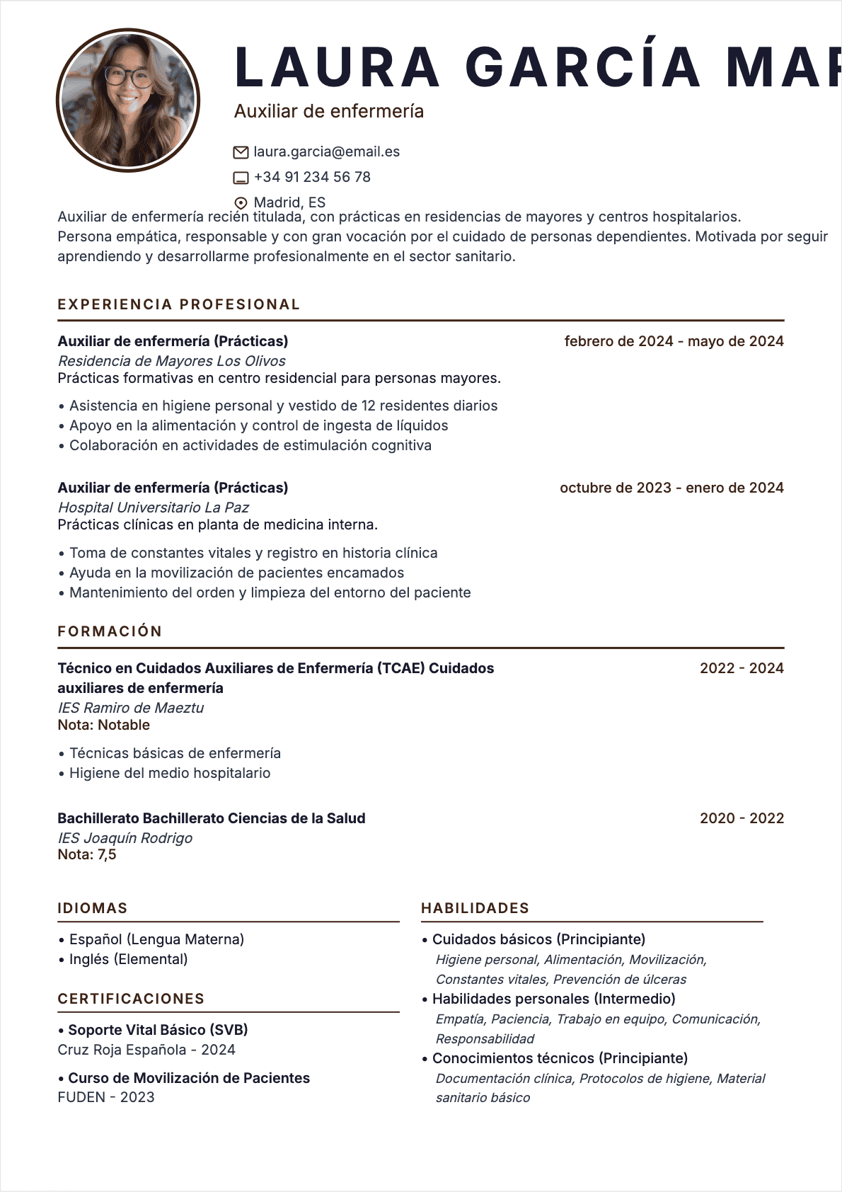 CV Healthcare Assistant Junior - CV Healthcare Assistant