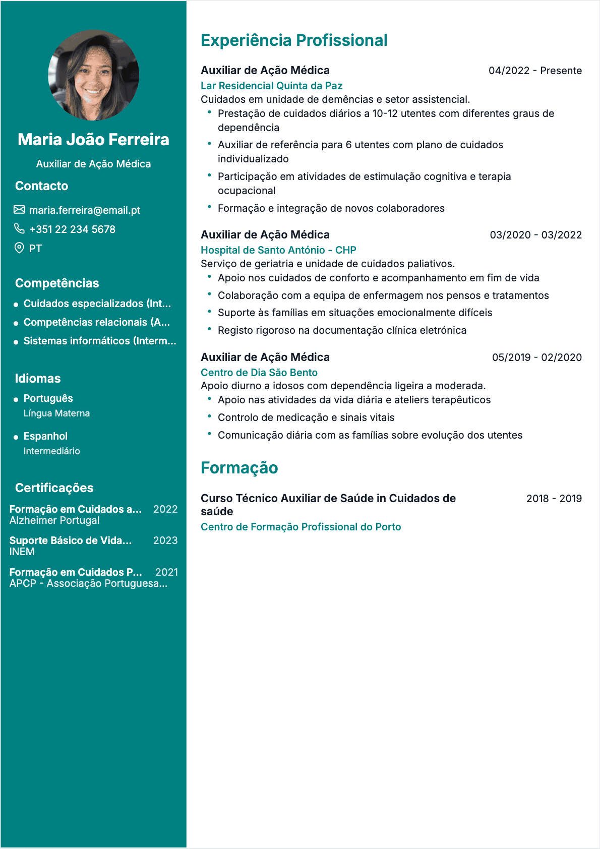 CV Auxiliar Saude Confirmé - CV Auxiliar Saude