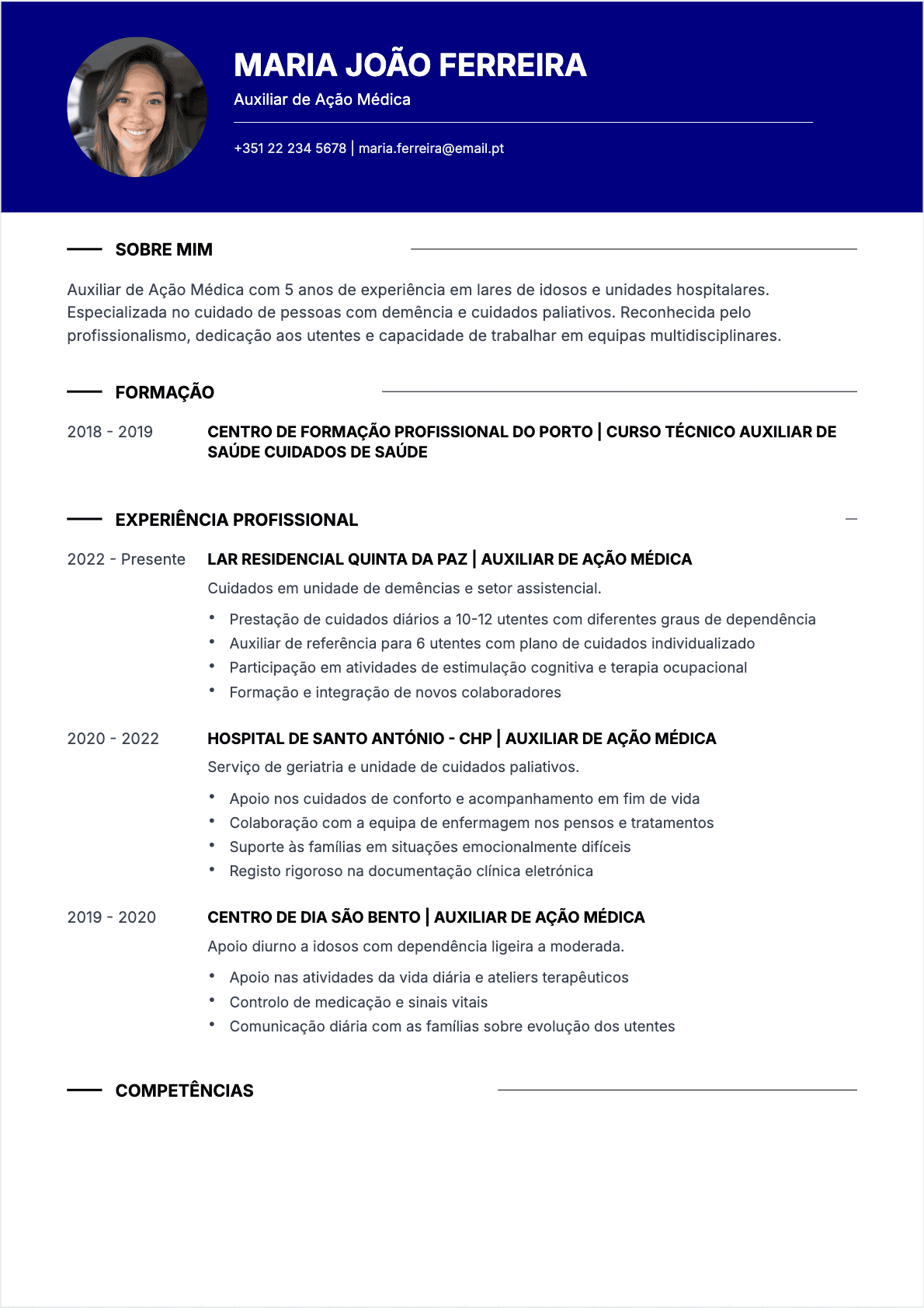 Auxiliar Saude Confirmé - CV Auxiliar Saude