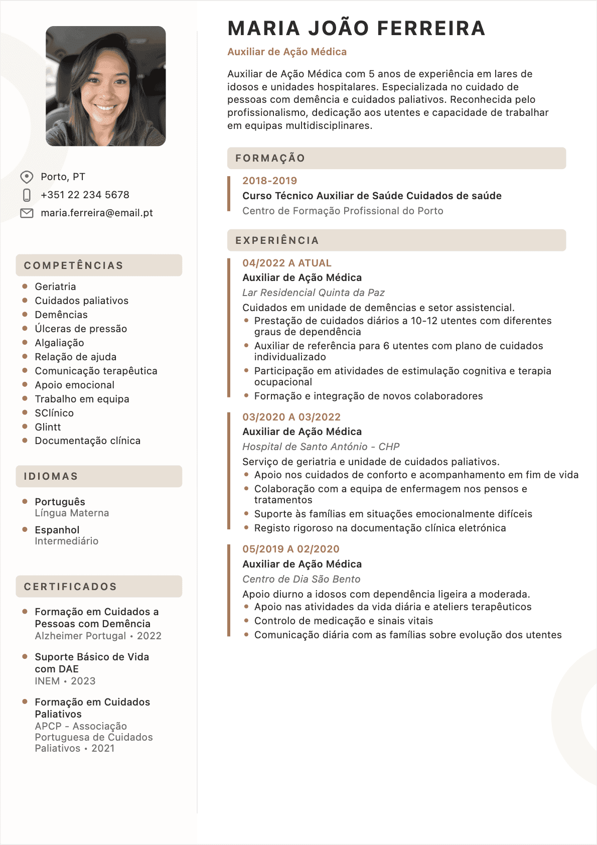 CV Auxiliar de enfermagem