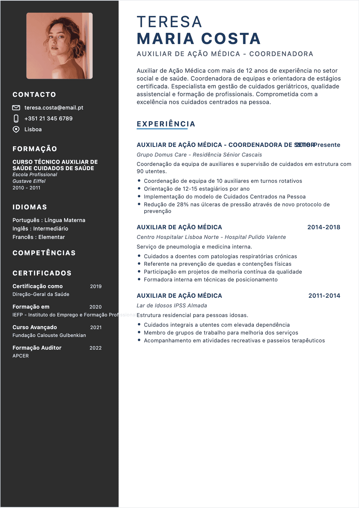 Auxiliar Saude Senior - CV Auxiliar Saude