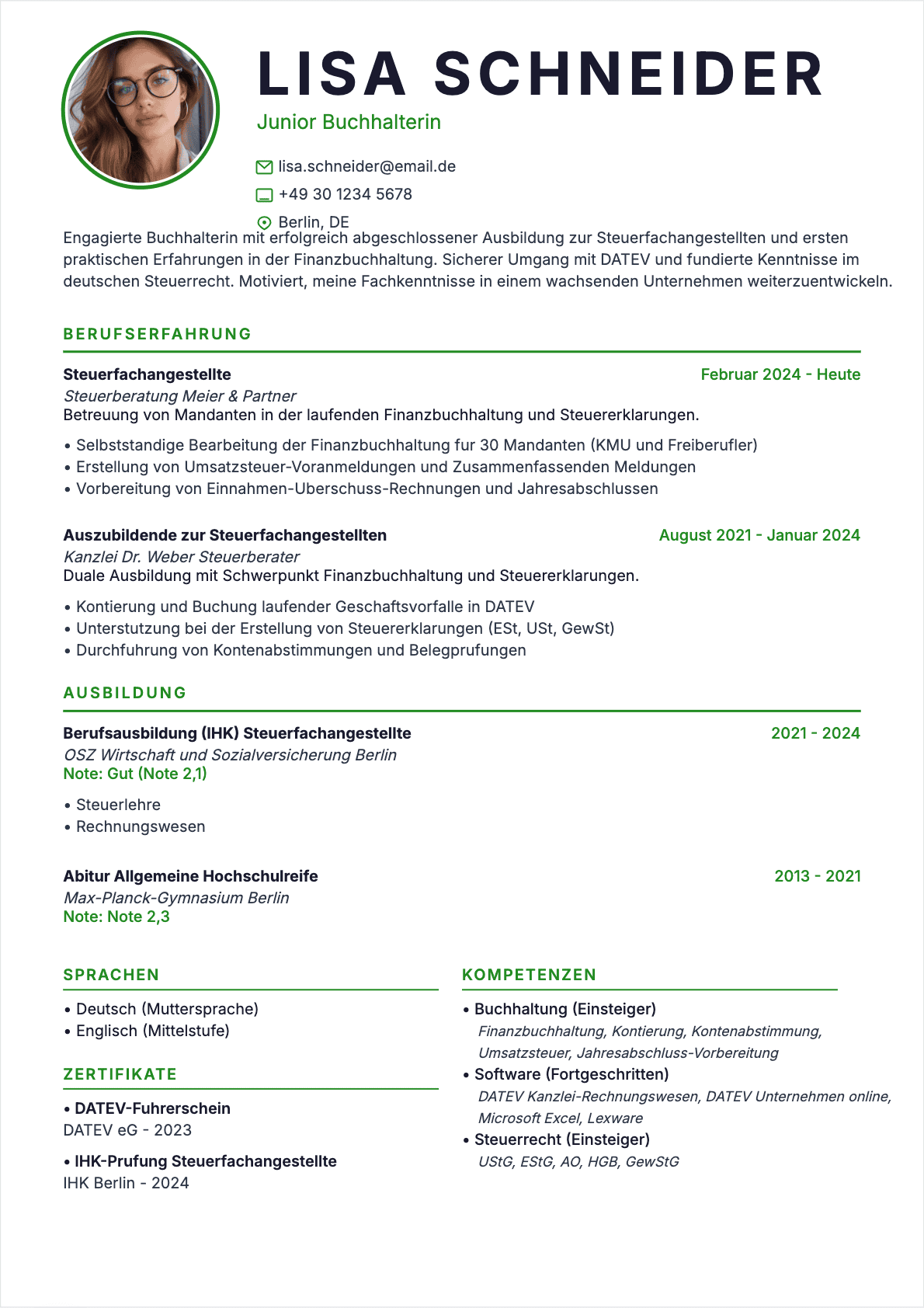 CV Buchhalter Junior - Buchhalter Lebenslauf