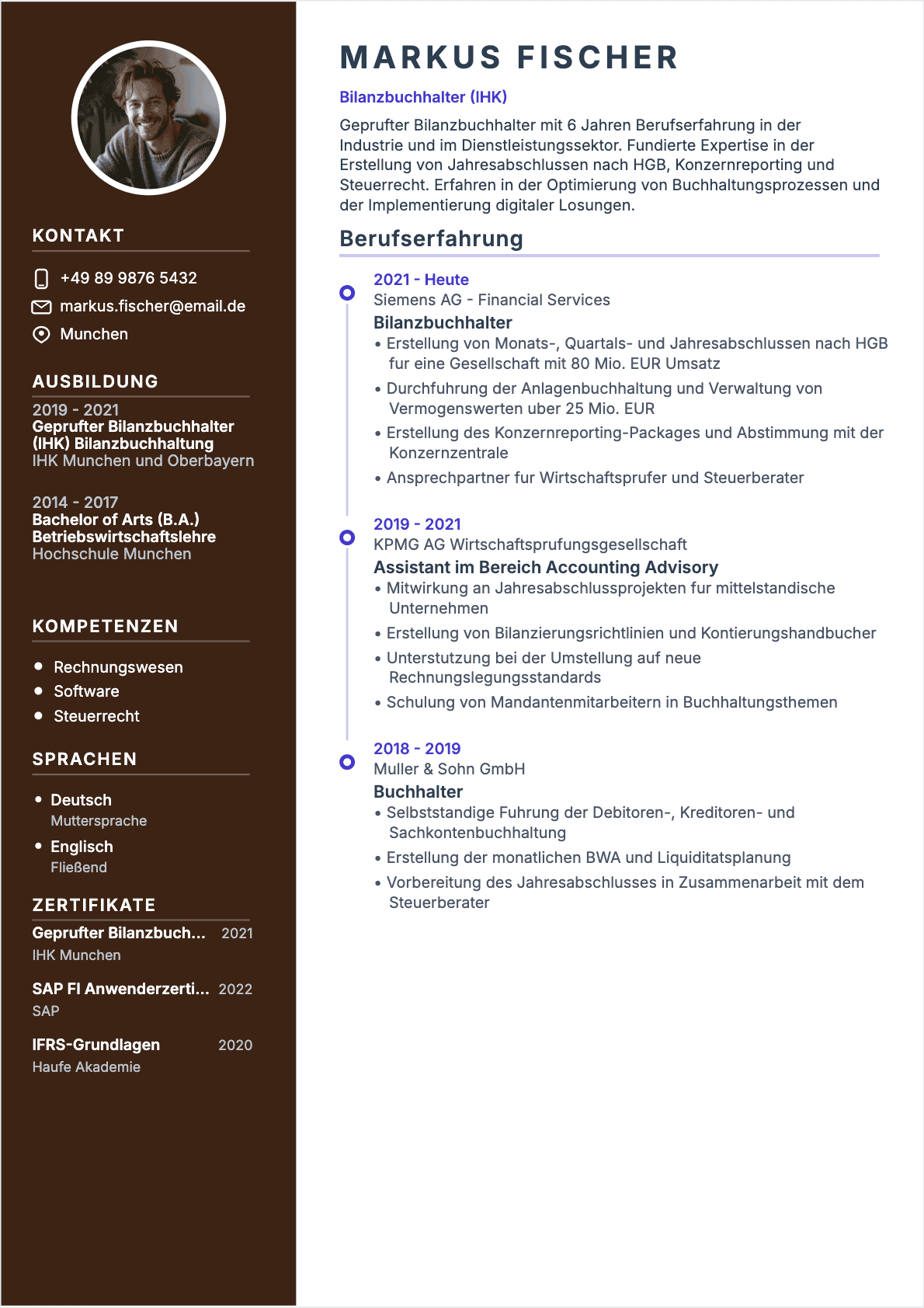 CV Buchhalter Confirmé - Buchhalter Lebenslauf