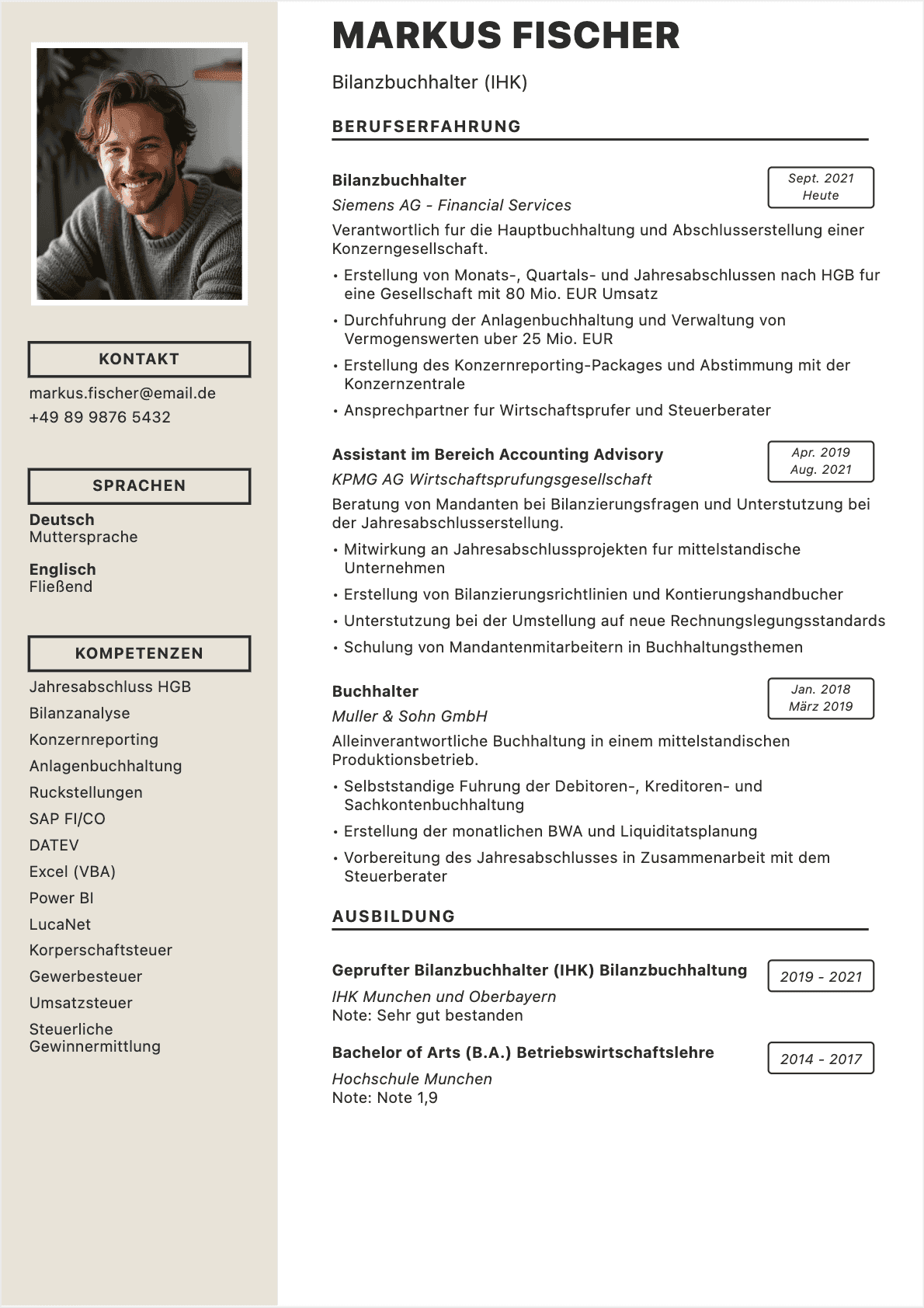 CV Buchhalter Confirmé - Buchhalter Lebenslauf