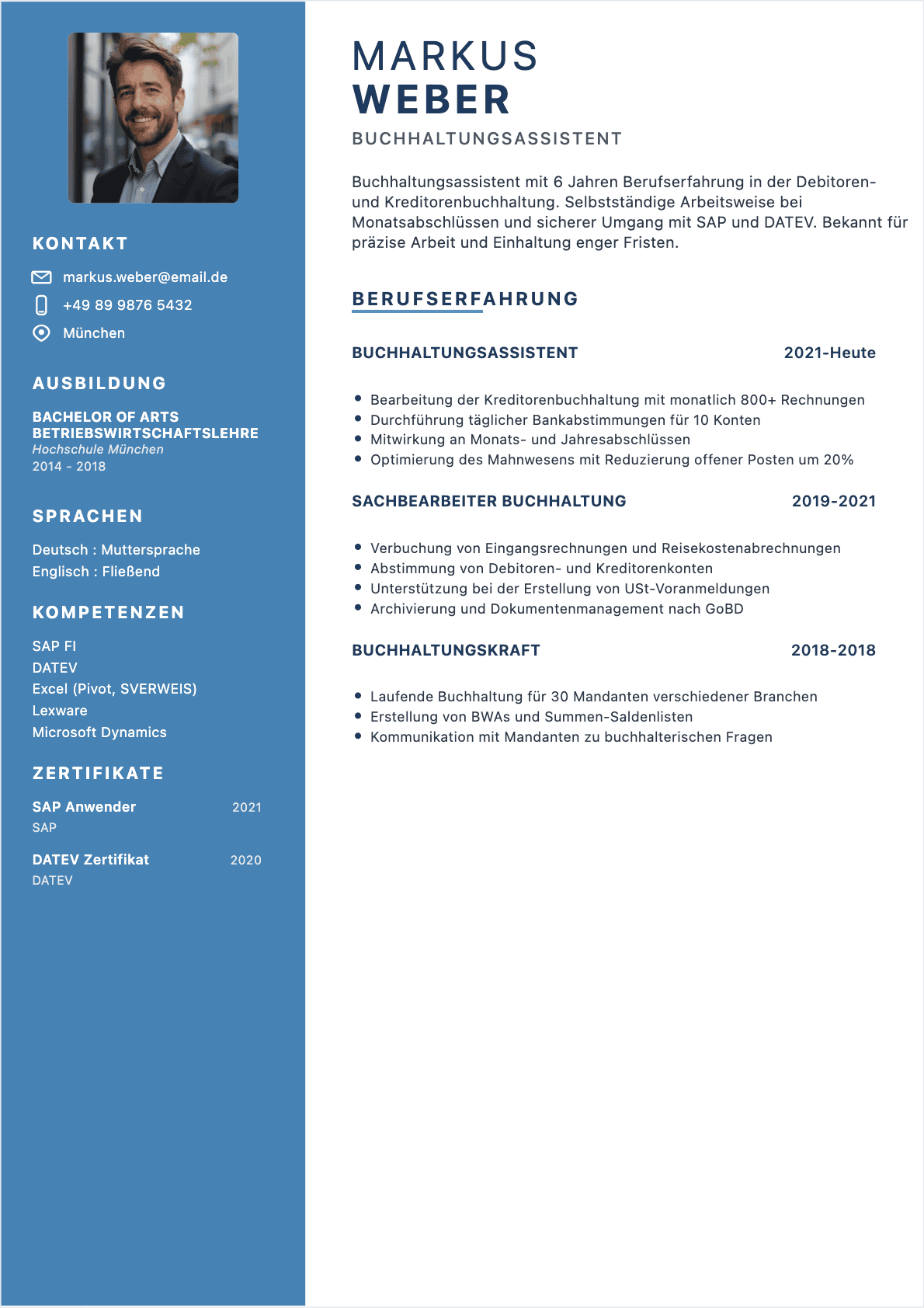 CV Buchhaltungsassistent Confirmé - Buchhaltungsassistent Lebenslauf
