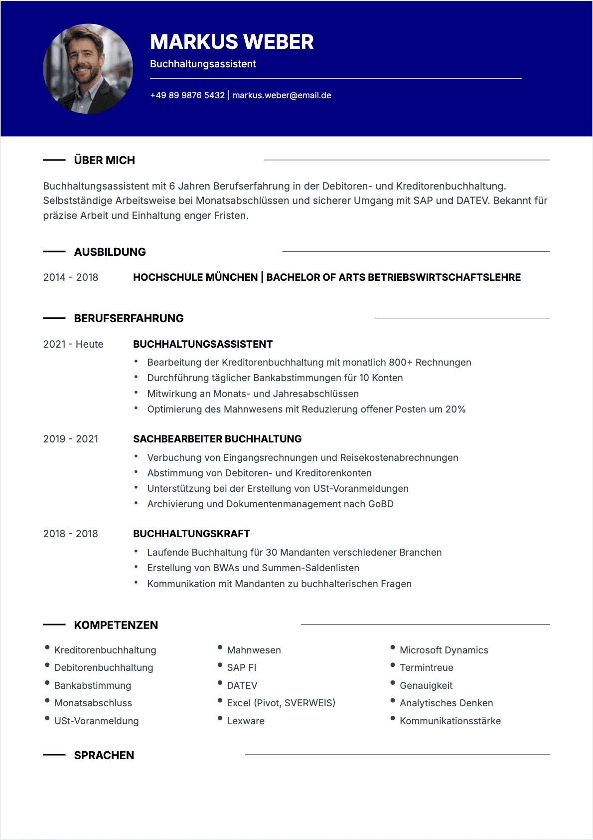 CV Buchhaltungsassistent Confirmé - Buchhaltungsassistent Lebenslauf