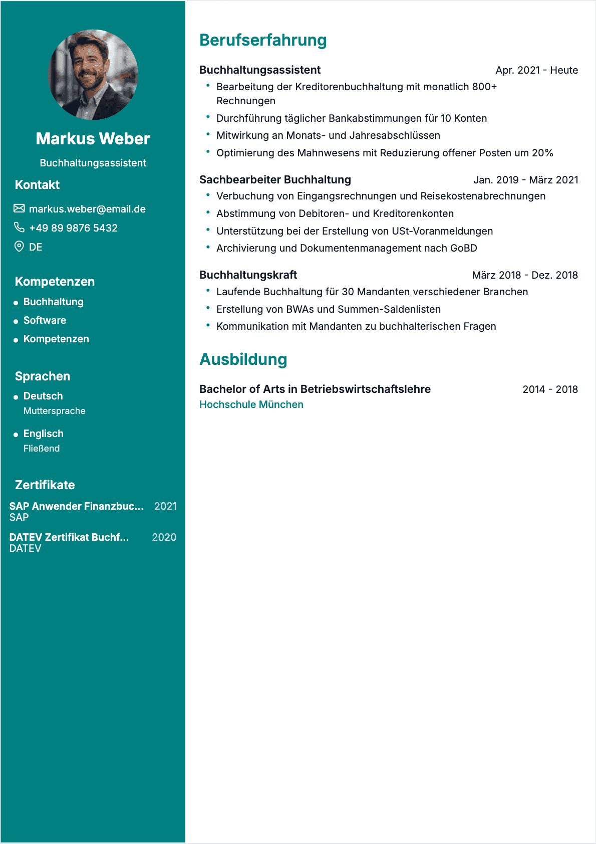 CV Buchhaltungsassistent Confirmé - Buchhaltungsassistent Lebenslauf
