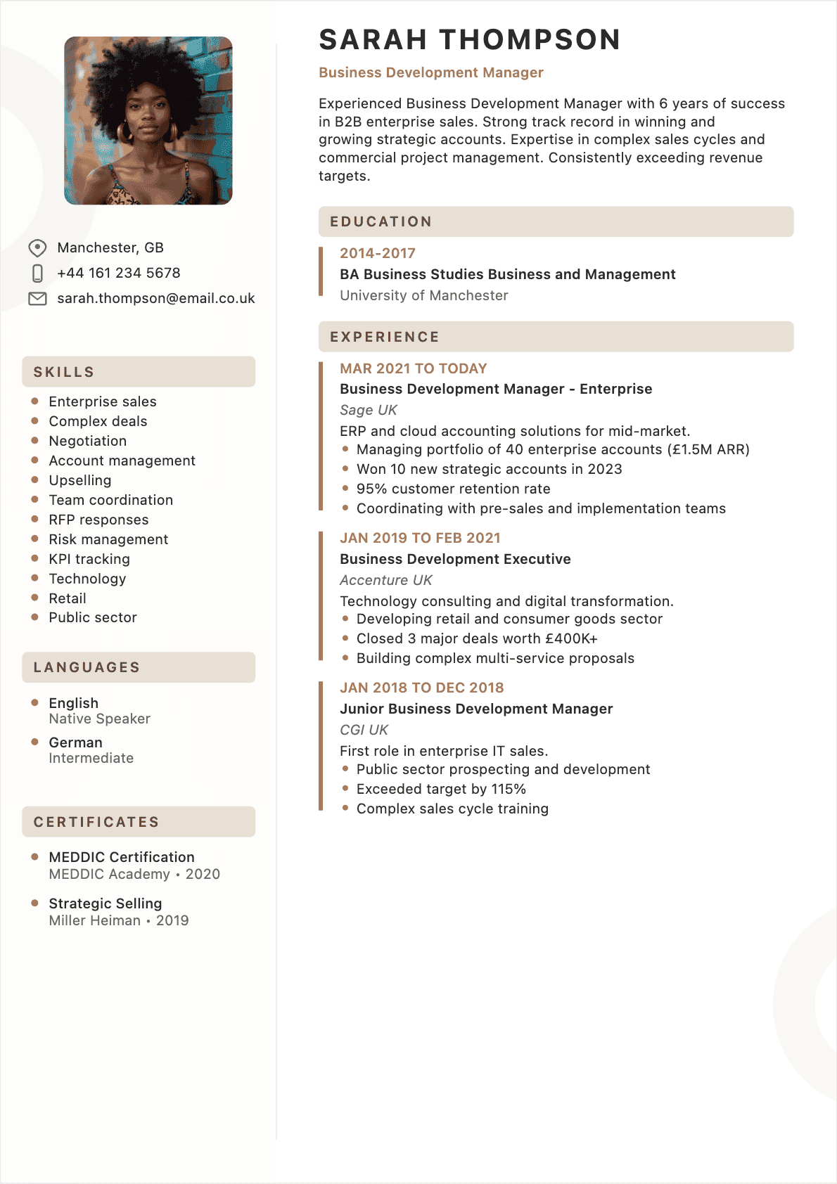 Business Developer Confirmé - Business Developer Resume