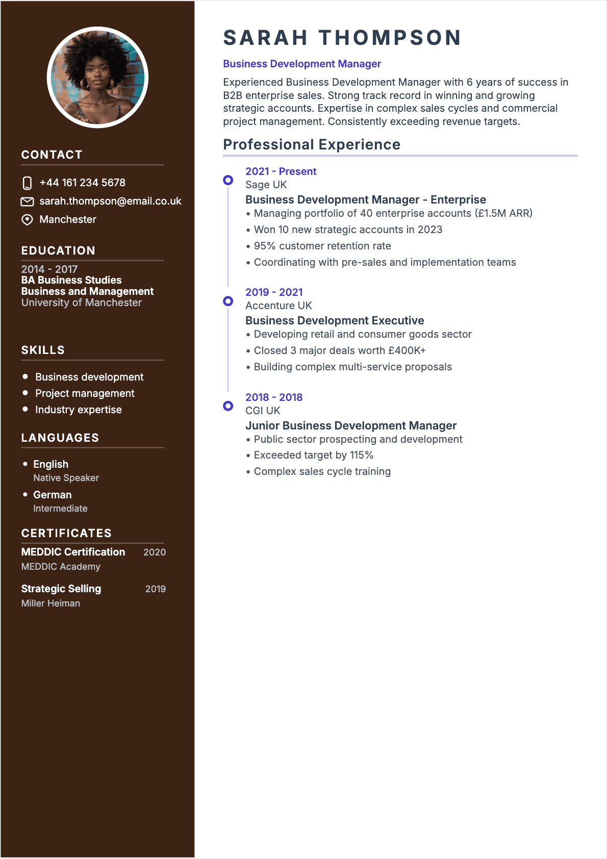 Resume Business Developer Confirmé - Business Developer Resume