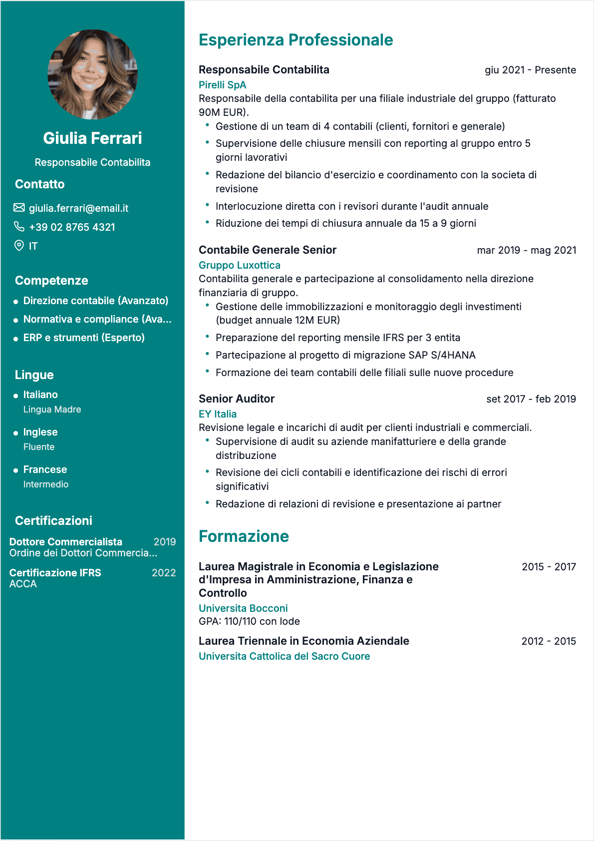 Capo contabile Confirmé - CV Capo contabile