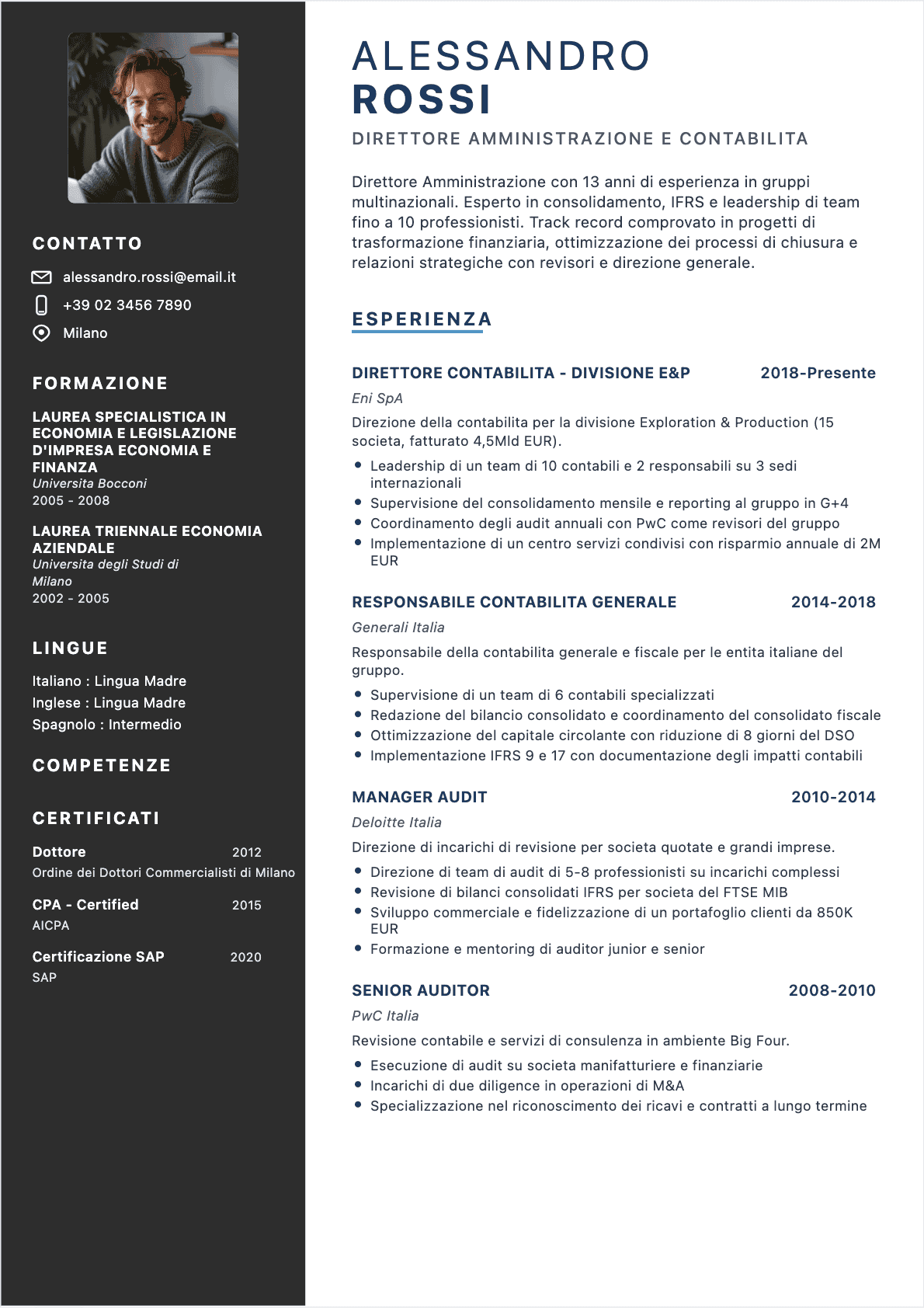 CV Capo contabile Senior - CV Capo contabile