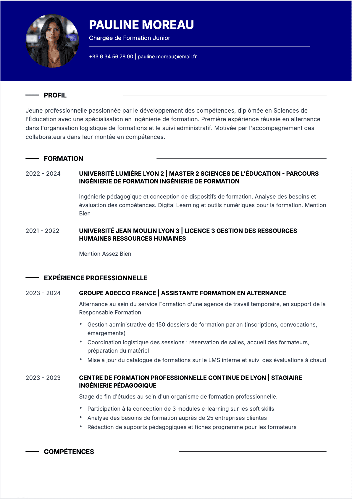 CV Chargé de formation Junior - CV Chargé de formation