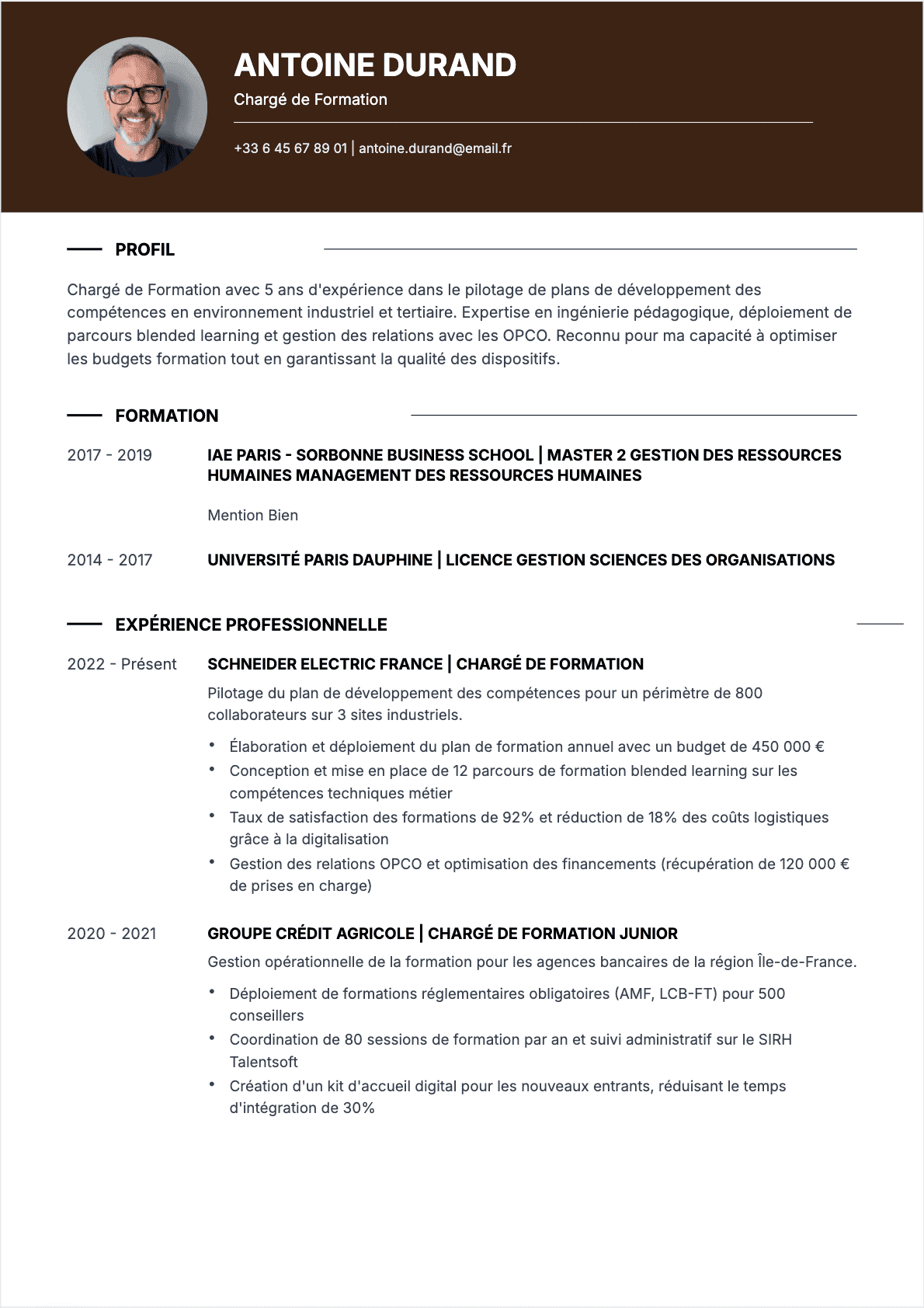 CV Chargé de formation Confirmé - CV Chargé de formation