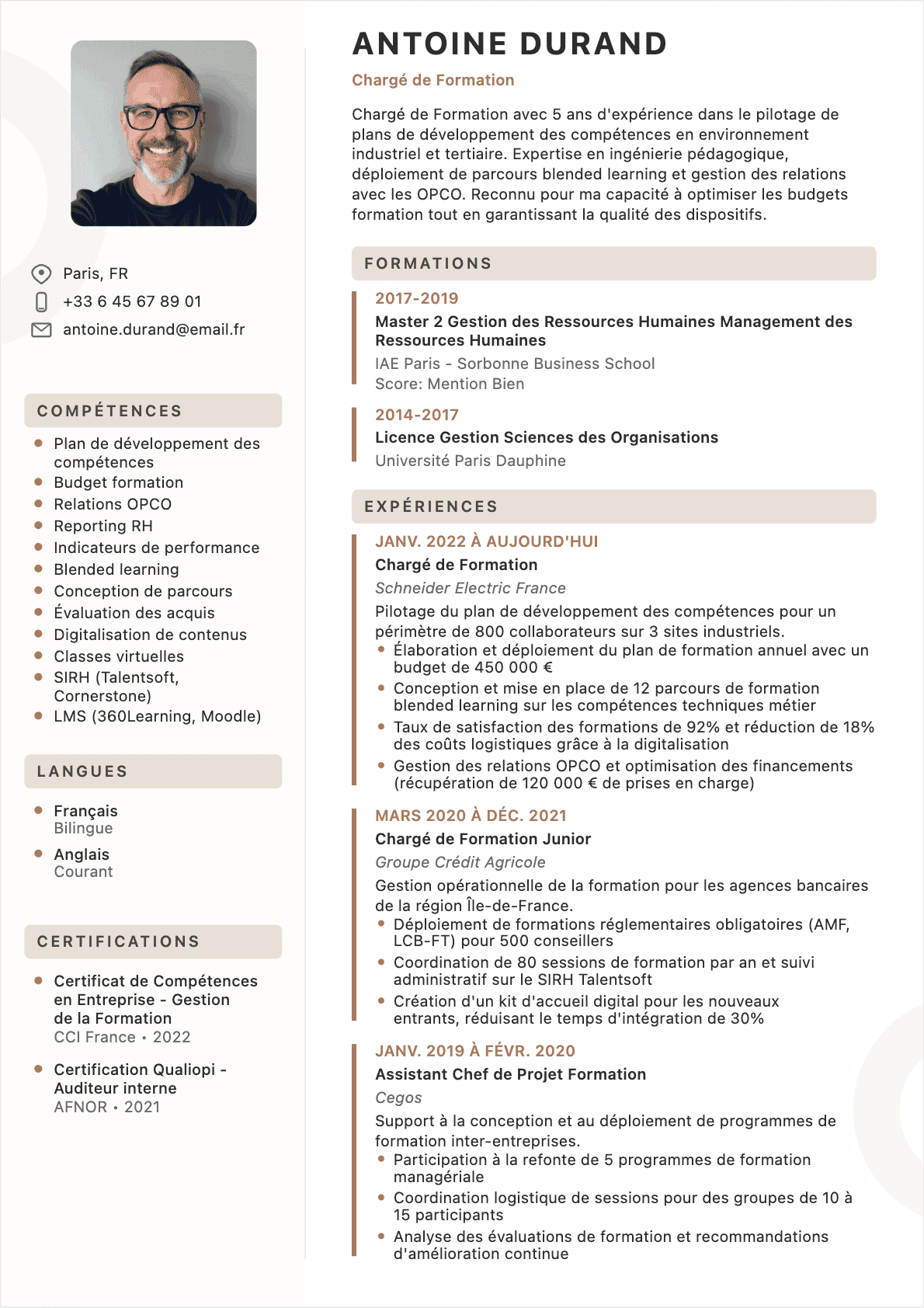 Chargé de formation Confirmé - CV Chargé de formation