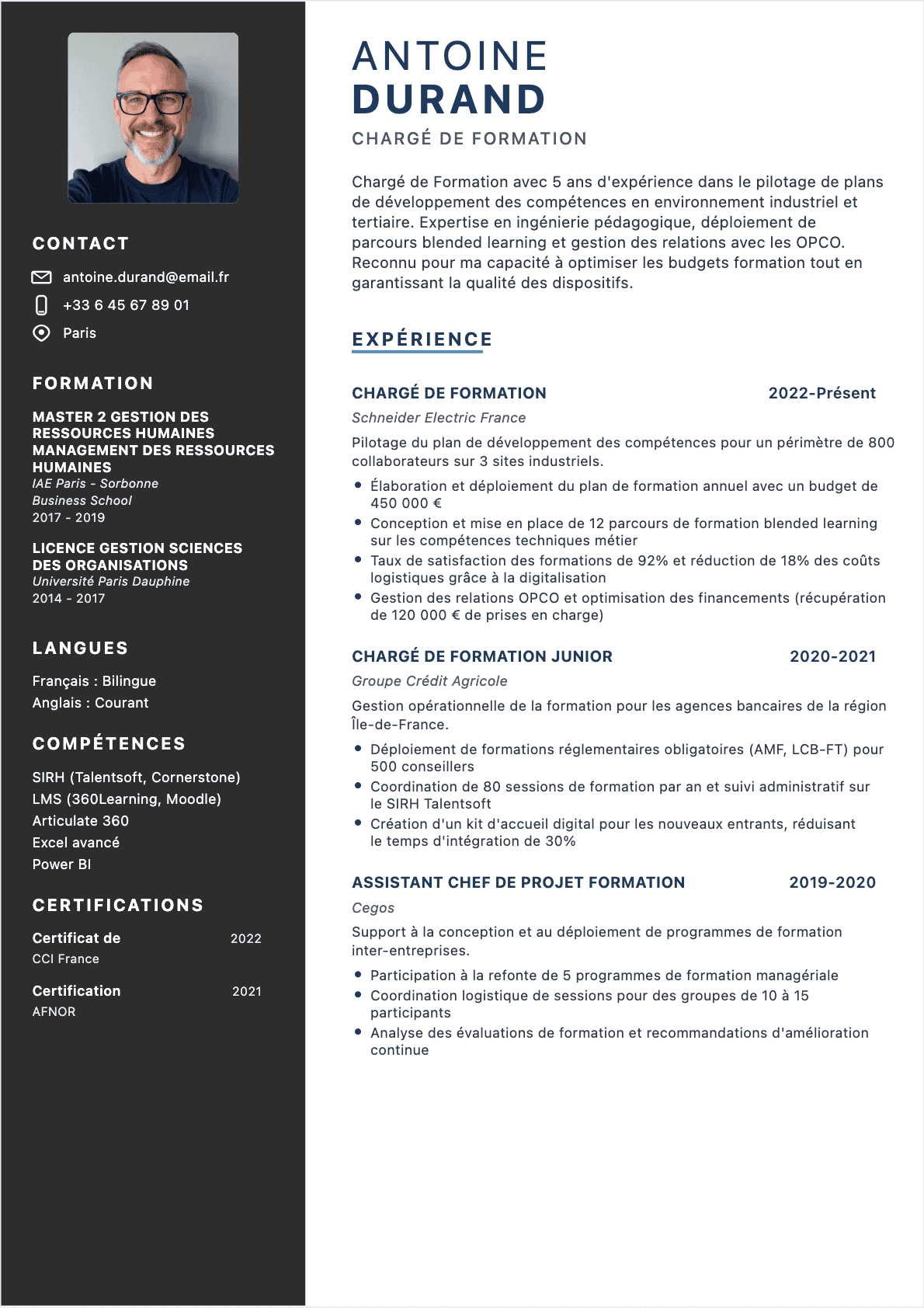 CV Chargé de formation Confirmé - CV Chargé de formation