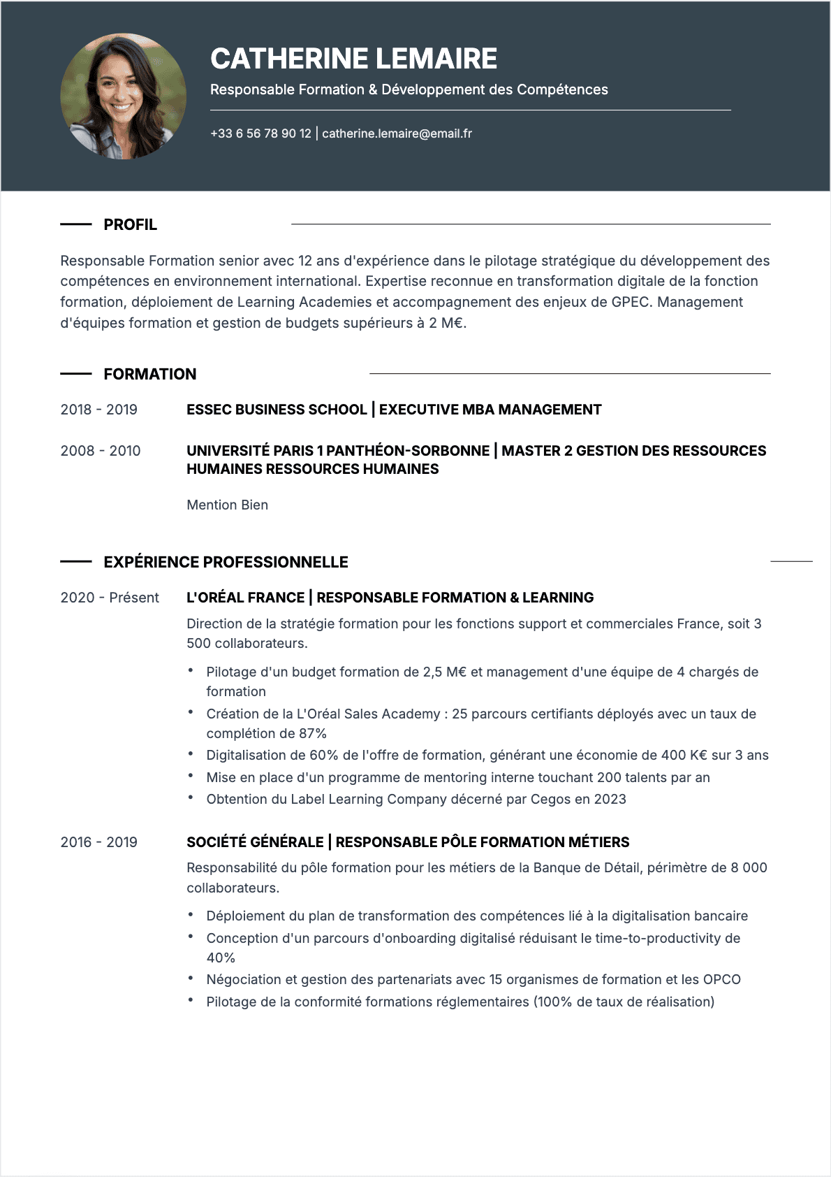 Chargé de formation Senior - CV Chargé de formation