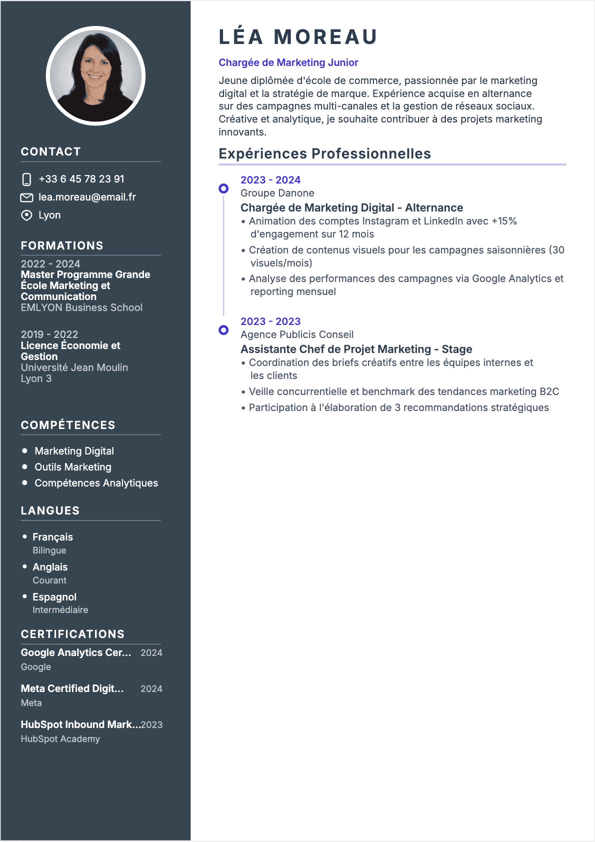 Chargé de marketing Junior - CV Chargé de marketing