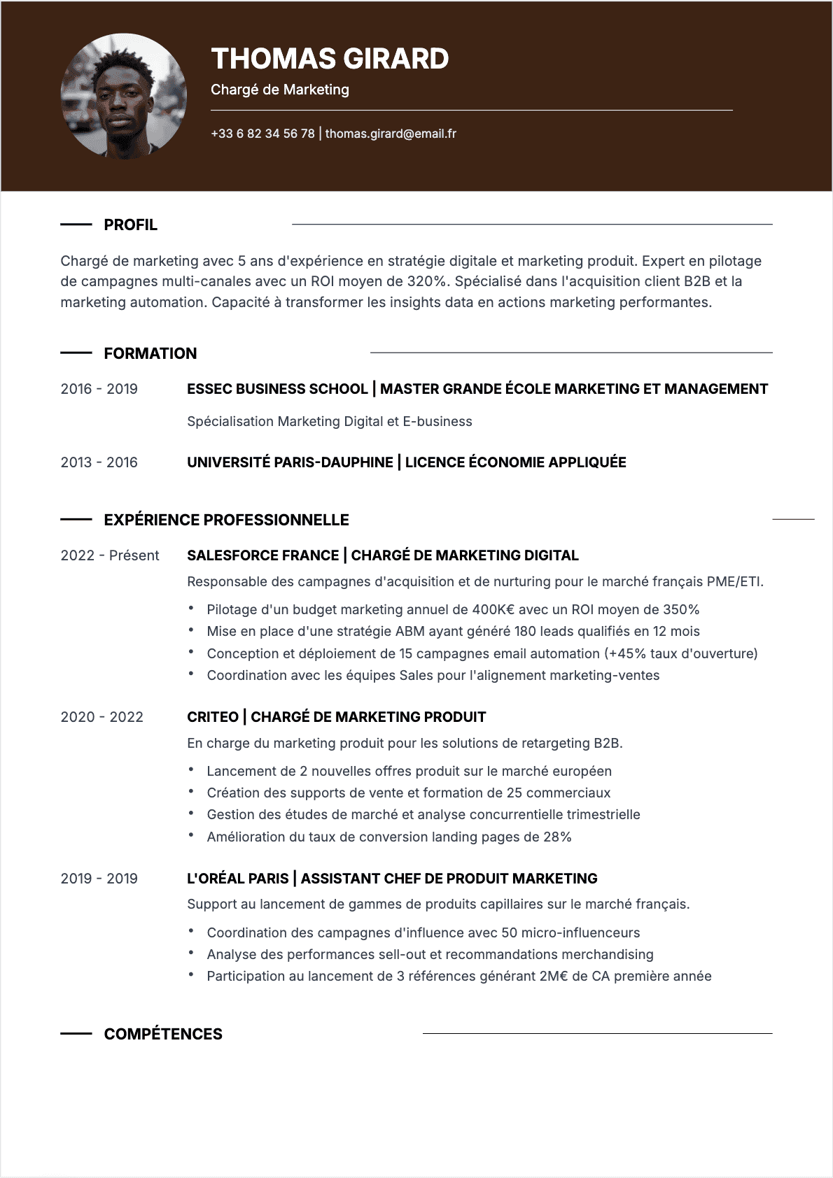 CV Chargé de marketing Confirmé - CV Chargé de marketing