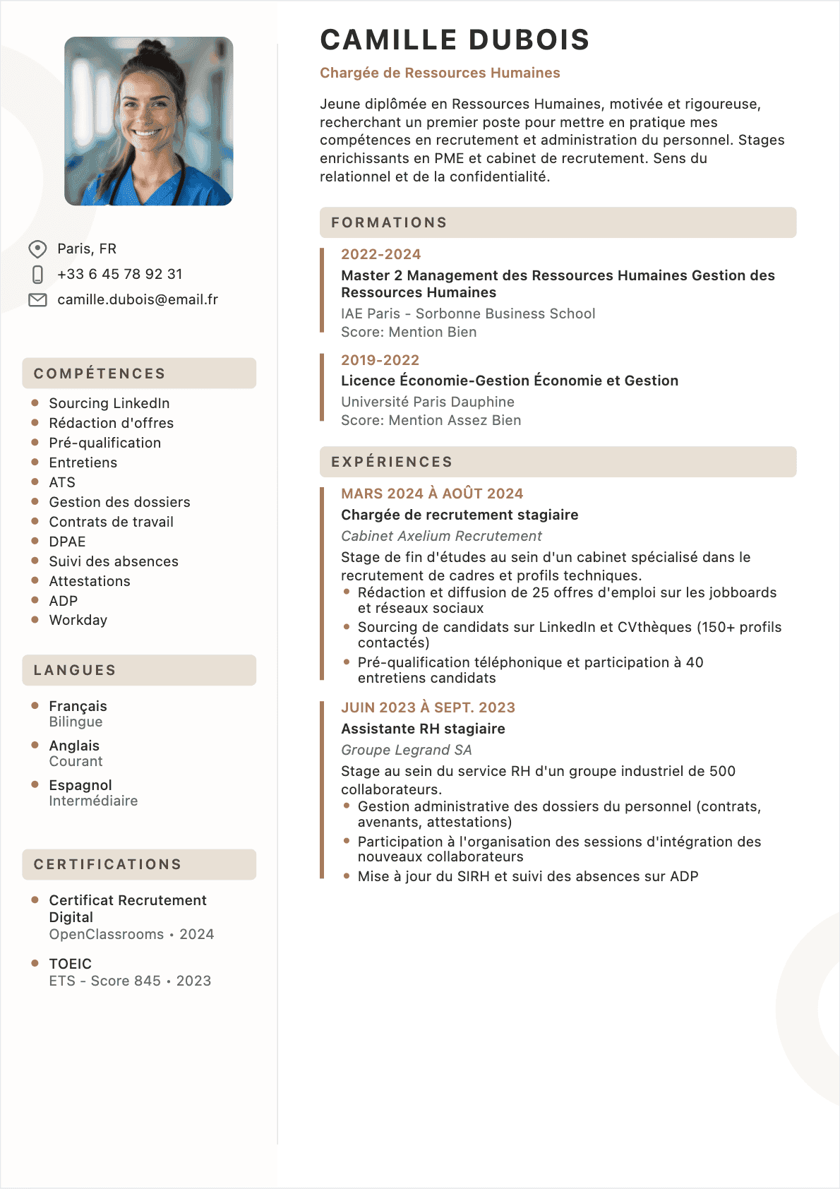 CV Chargé RH Junior - CV Chargé RH