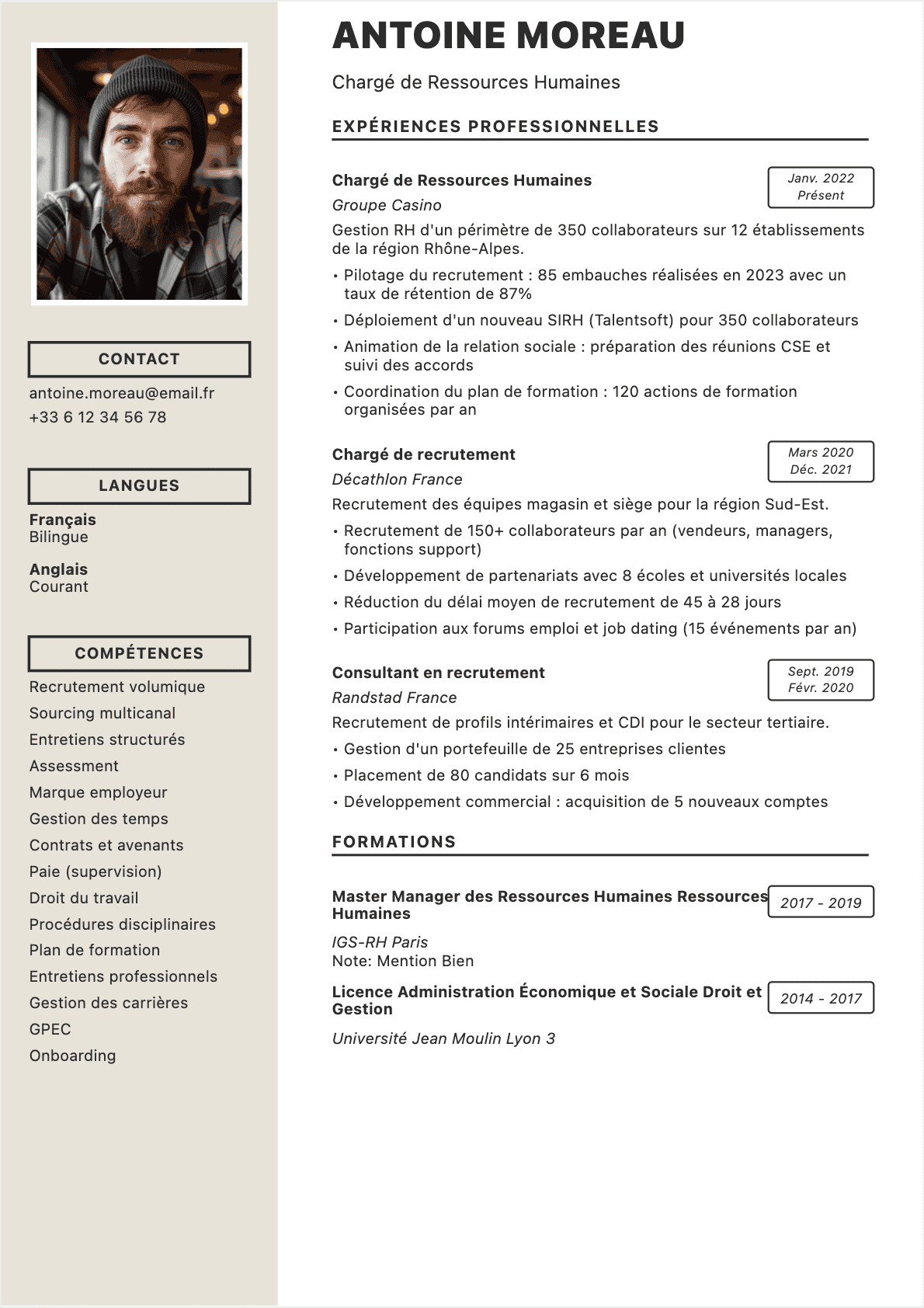 Chargé RH Confirmé - CV Chargé RH