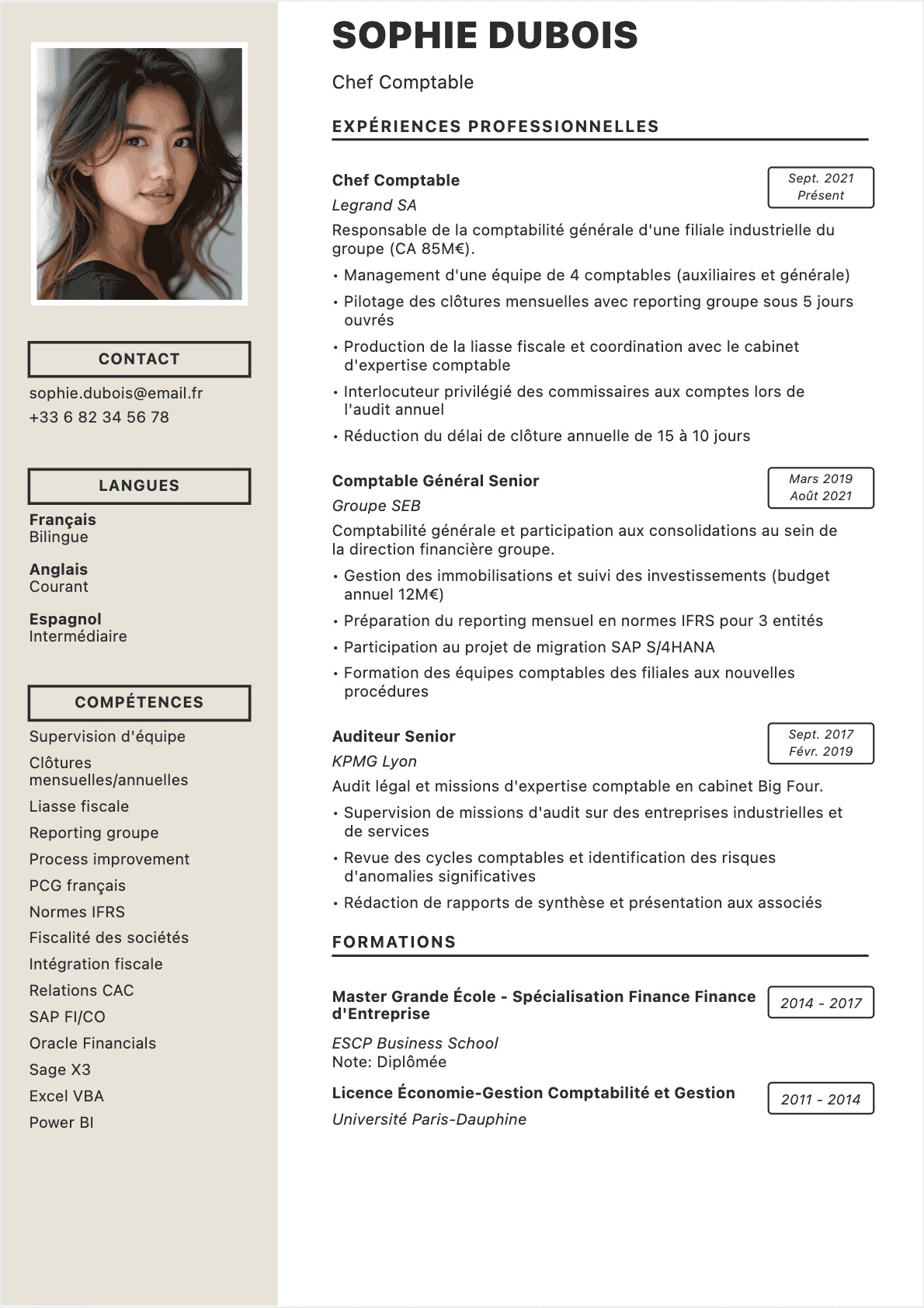 CV Chef comptable Confirmé - CV Chef comptable