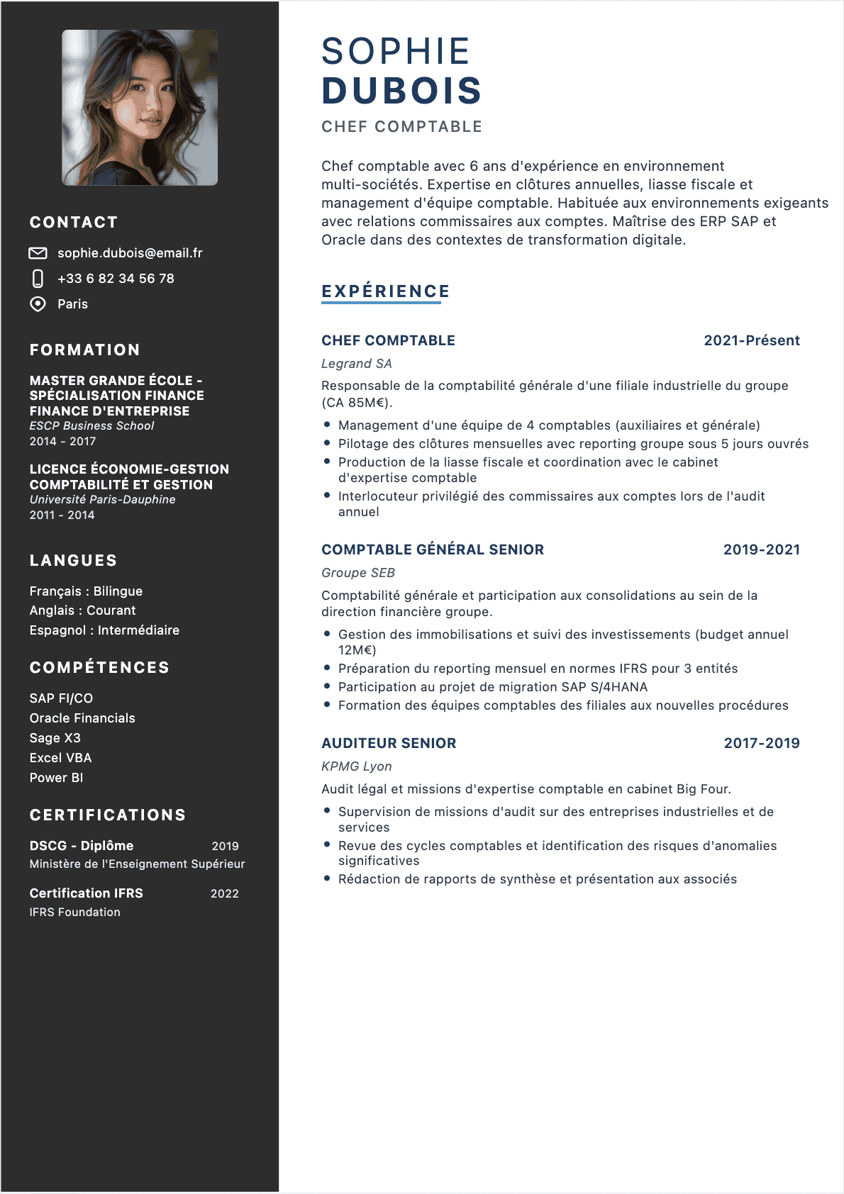Chef comptable Confirmé - CV Chef comptable