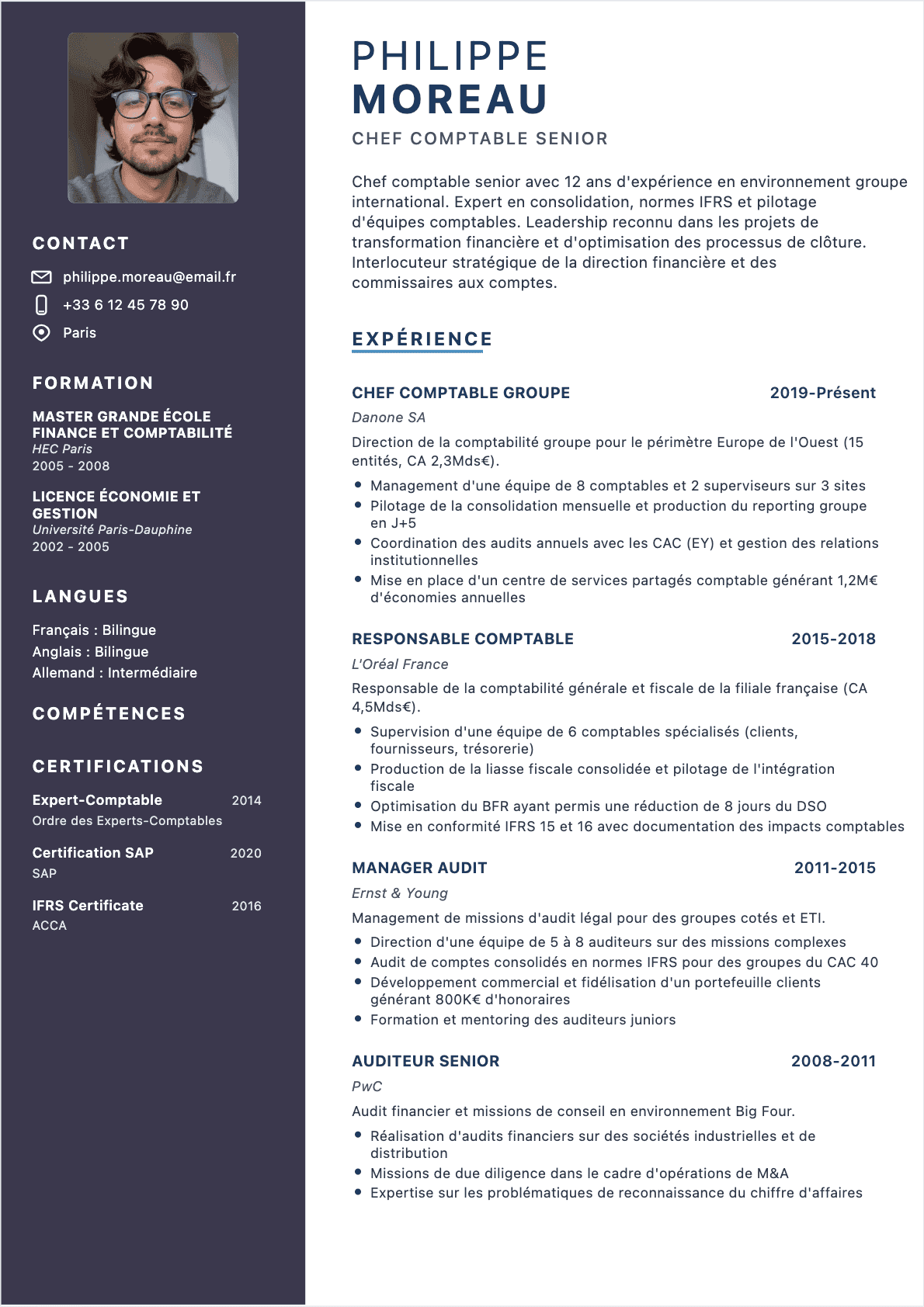 Chef comptable Senior - CV Chef comptable
